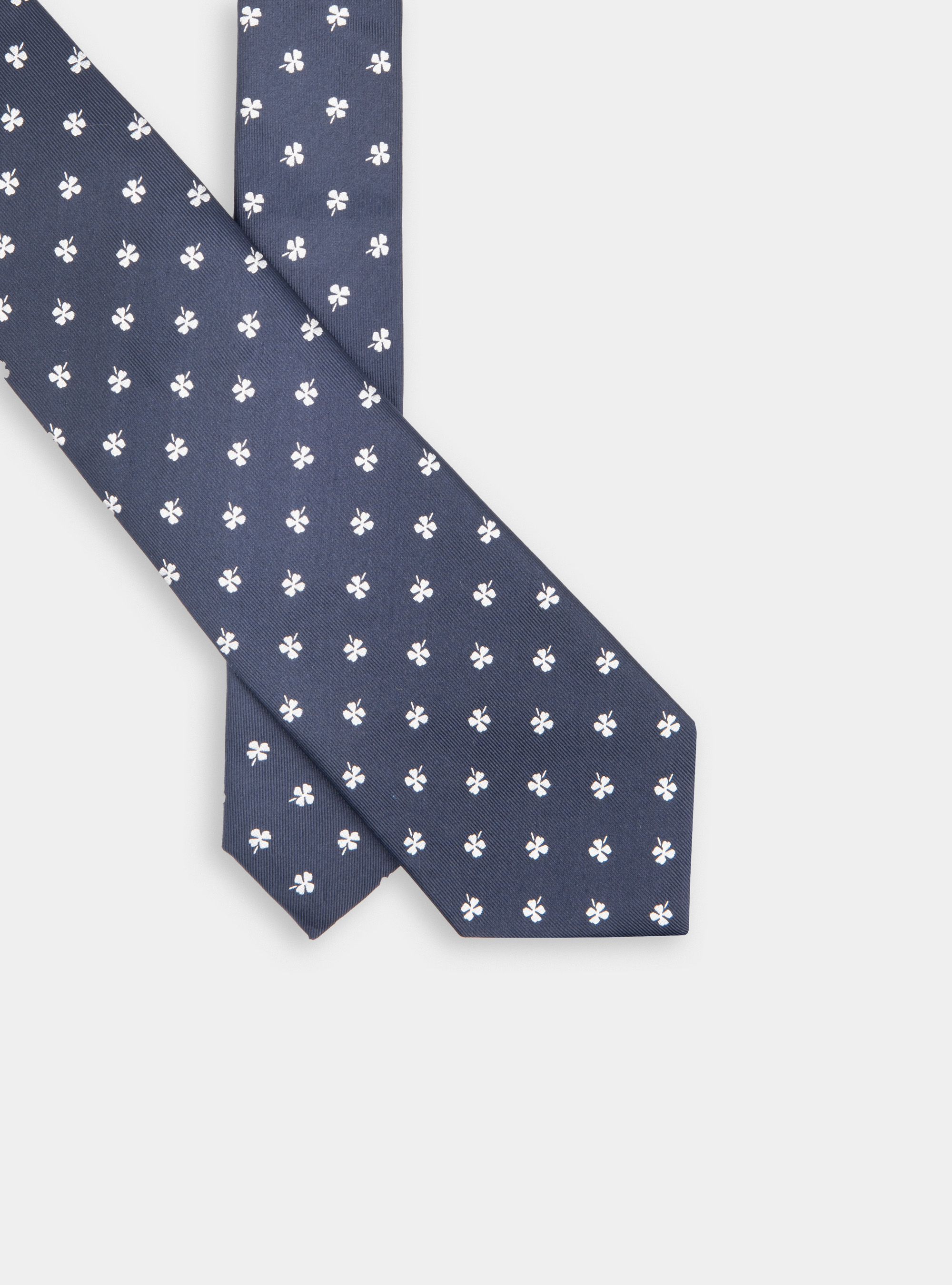 Cravatta fantasia in seta jaquard, BLU NAVY