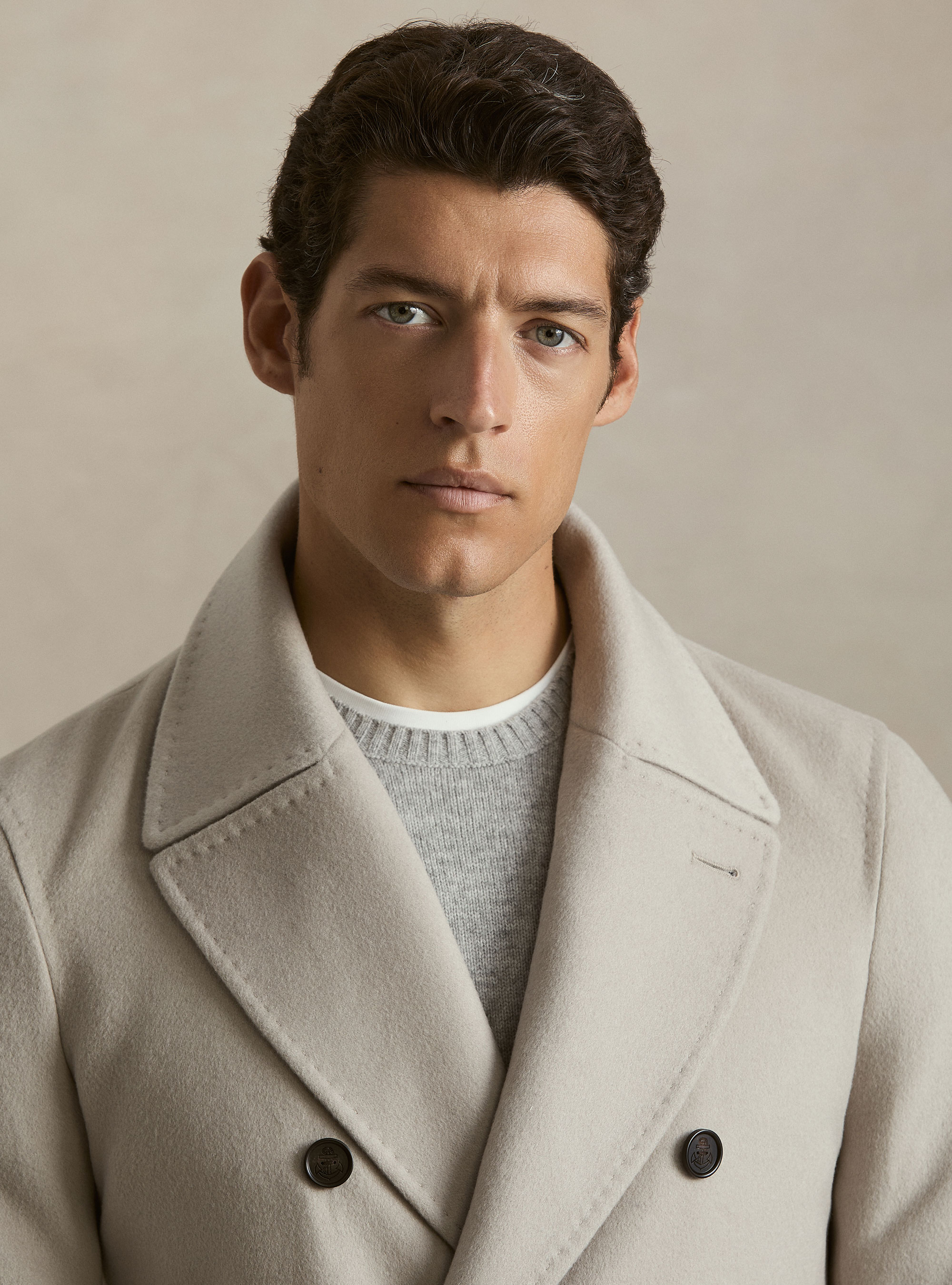 Peacoat de lana y cachemira, ECRU 0536C