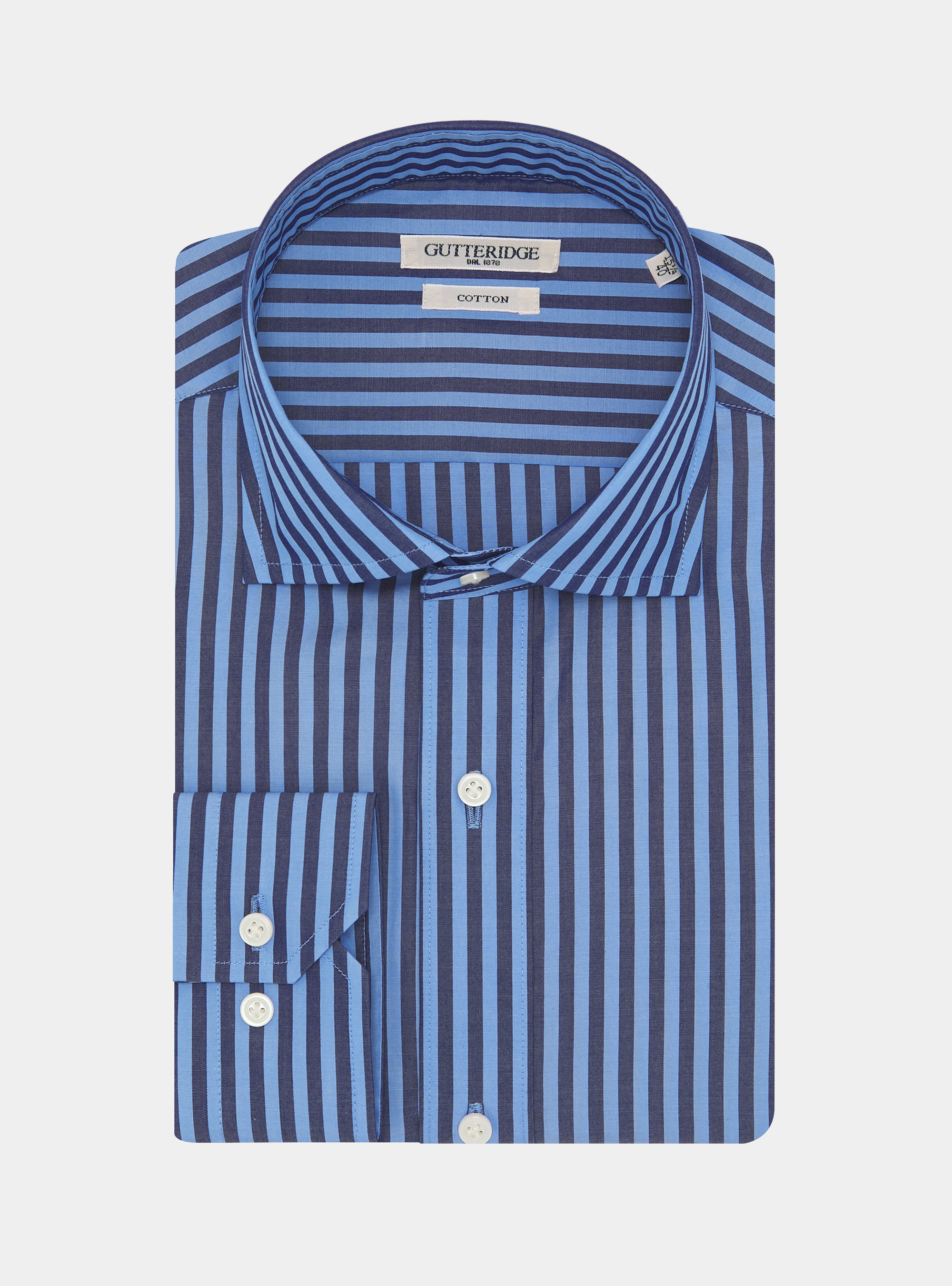 Camicia in puro cotone rigato, BLU