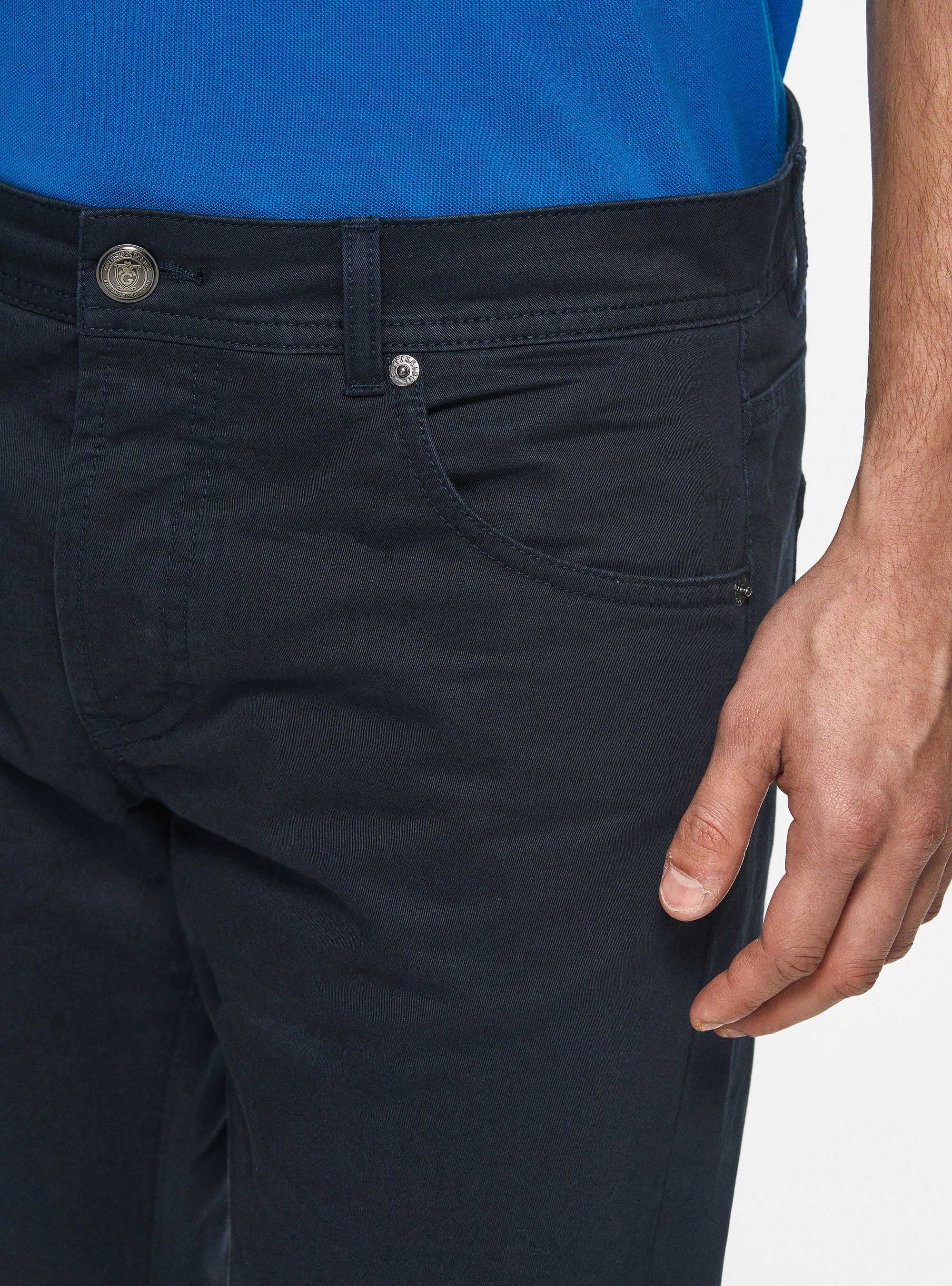 Pantalón de 5 bolsillos en sarga de algodón, AZUL MARINO