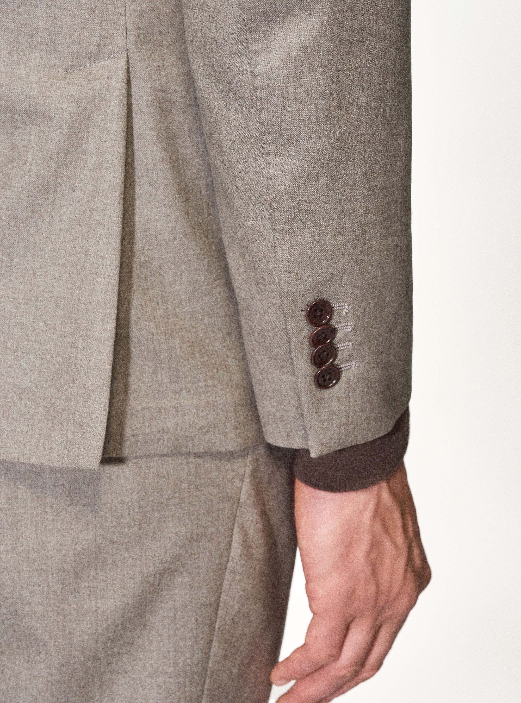 Giacca per abito in flanella di lana superfine 120's Vitale Barberis Canonico, SABBIA