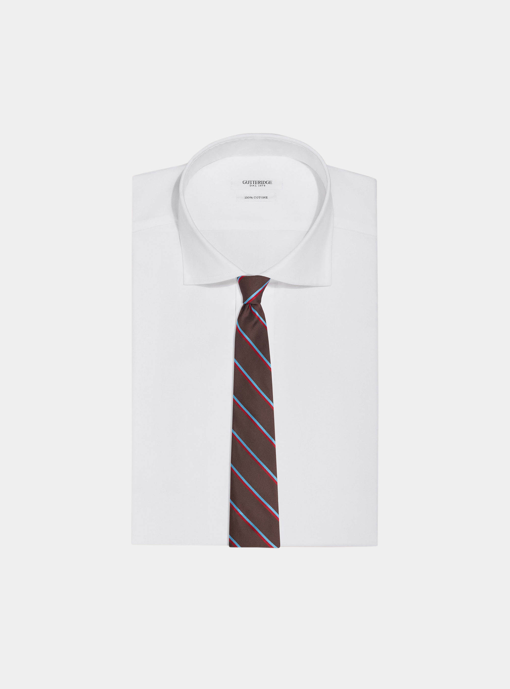 Striped silk tie, MARRONE 0516C