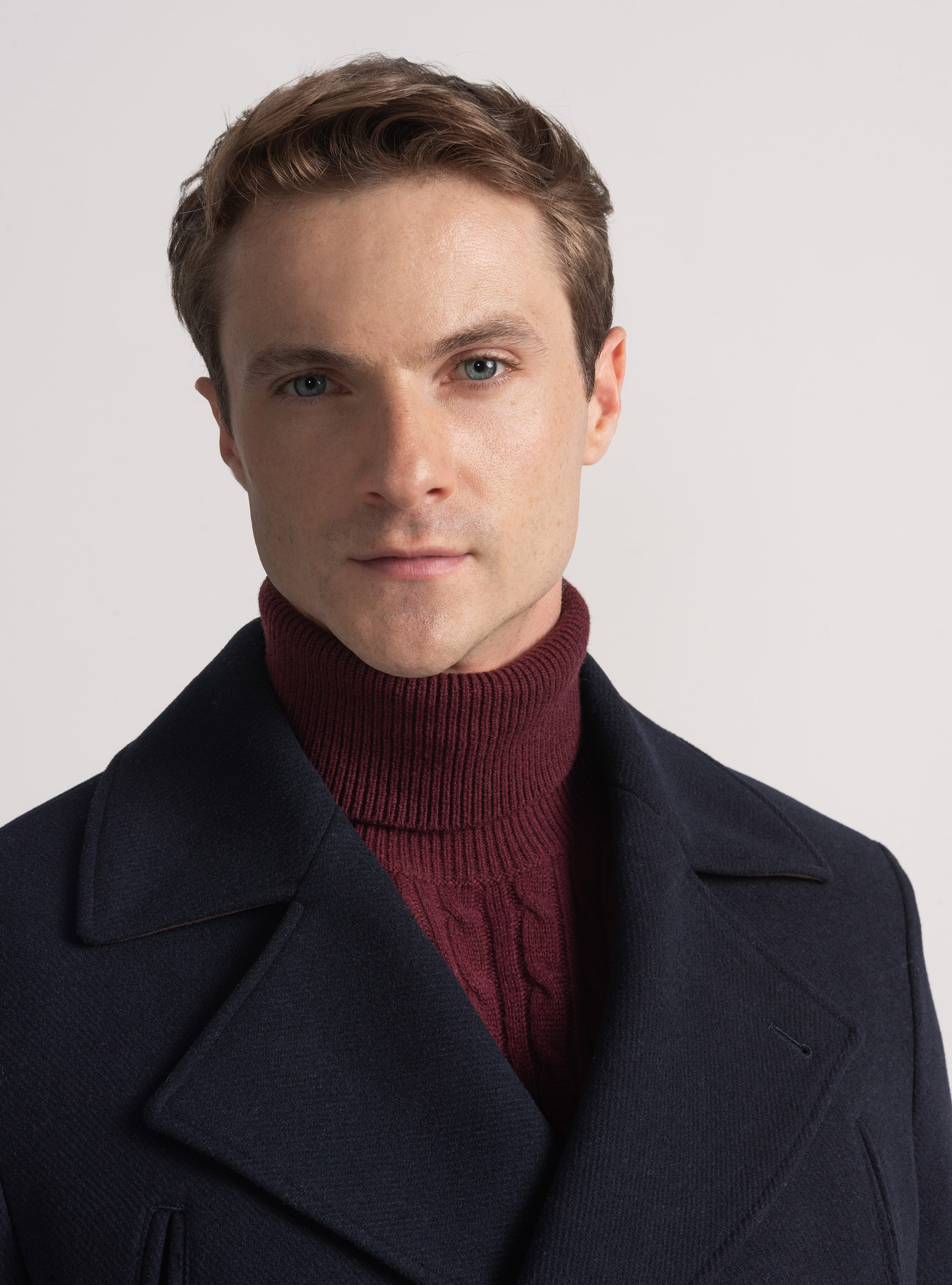 Peacoat in misto lana con tasche a toppa, BLU NAVY