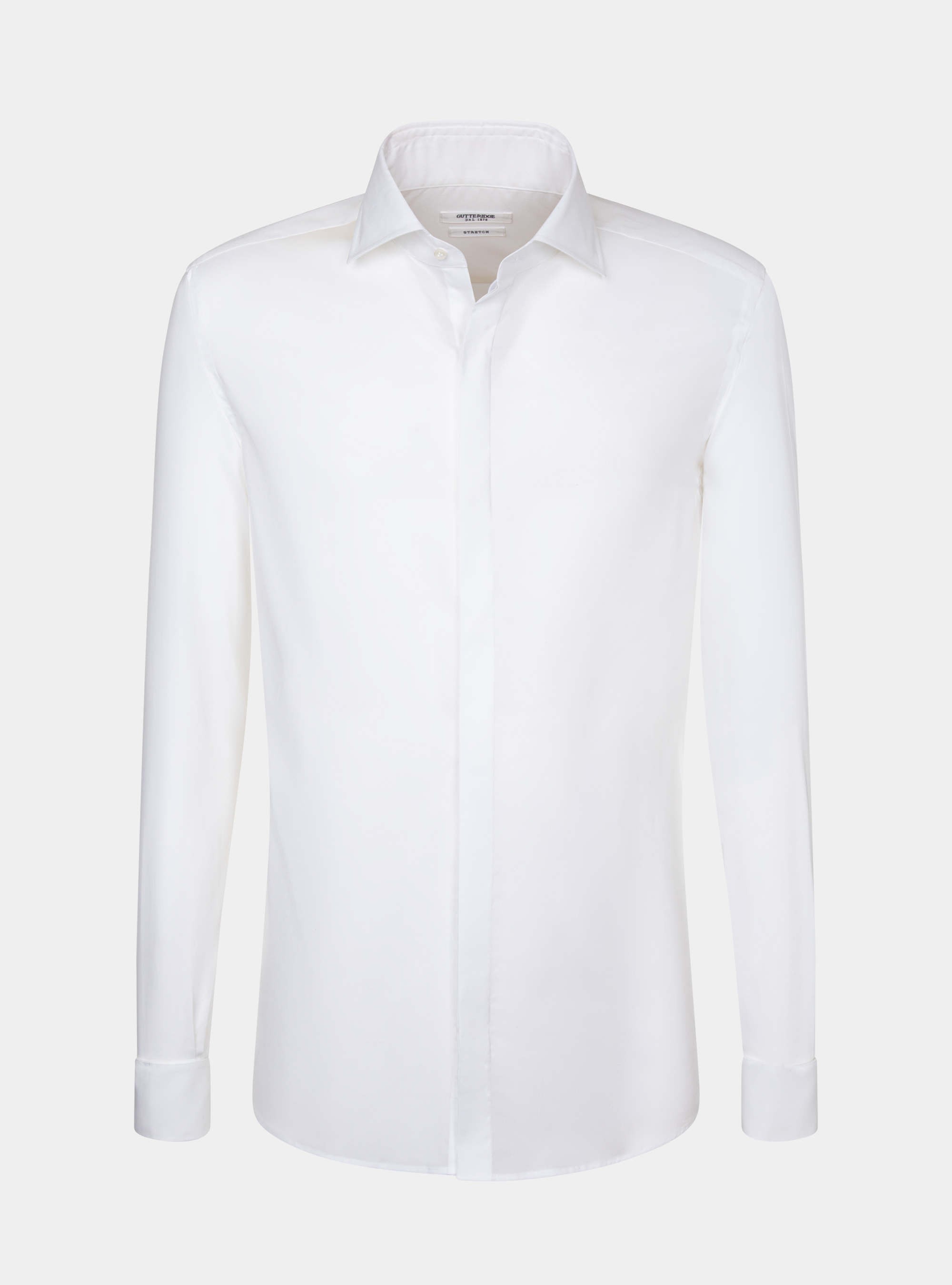 Camicia da smoking in cotone stretch, BIANCO