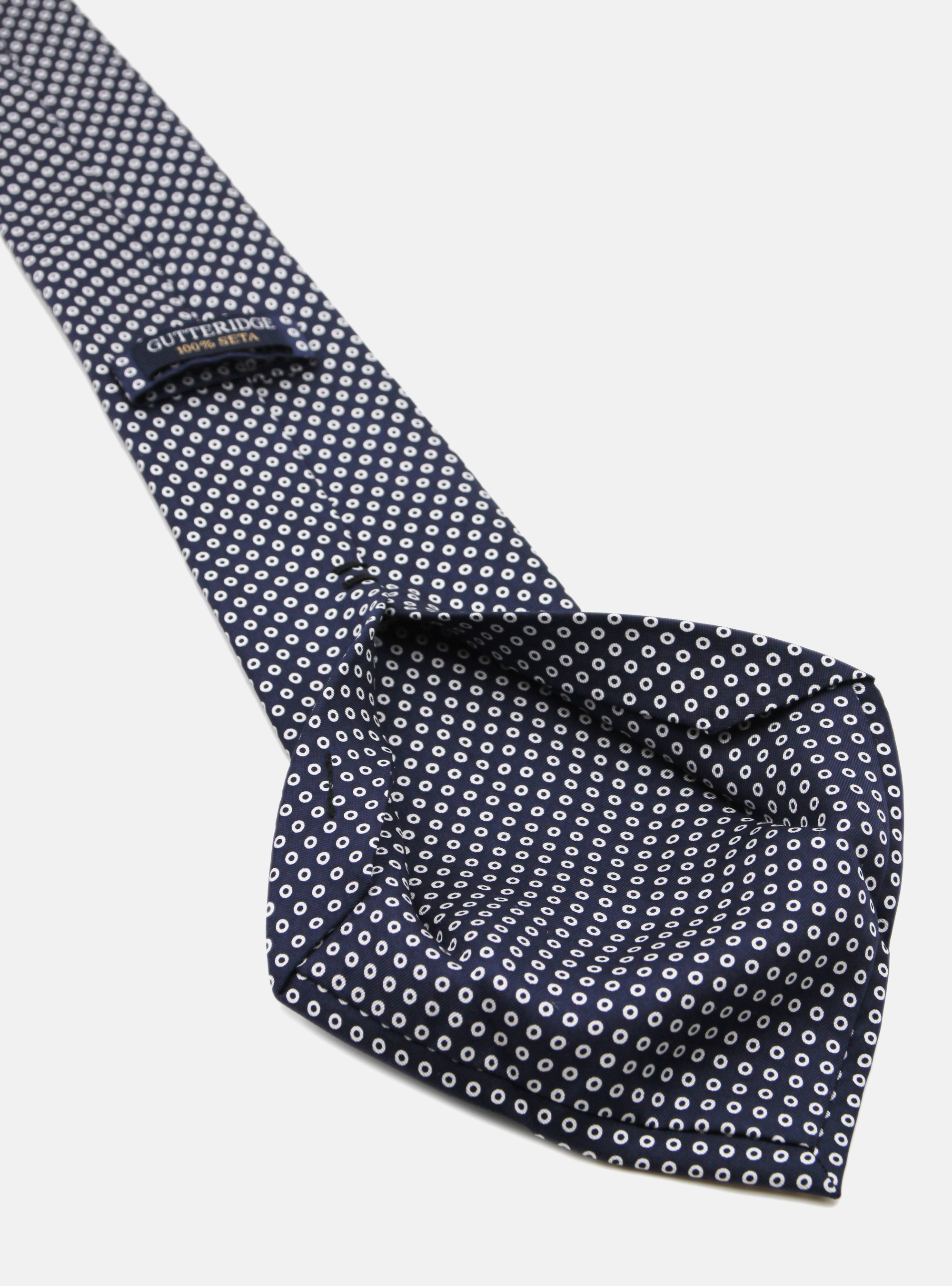 Cravatta 5 pieghe in seta con disegno a pois, ROSSO/BIANCO