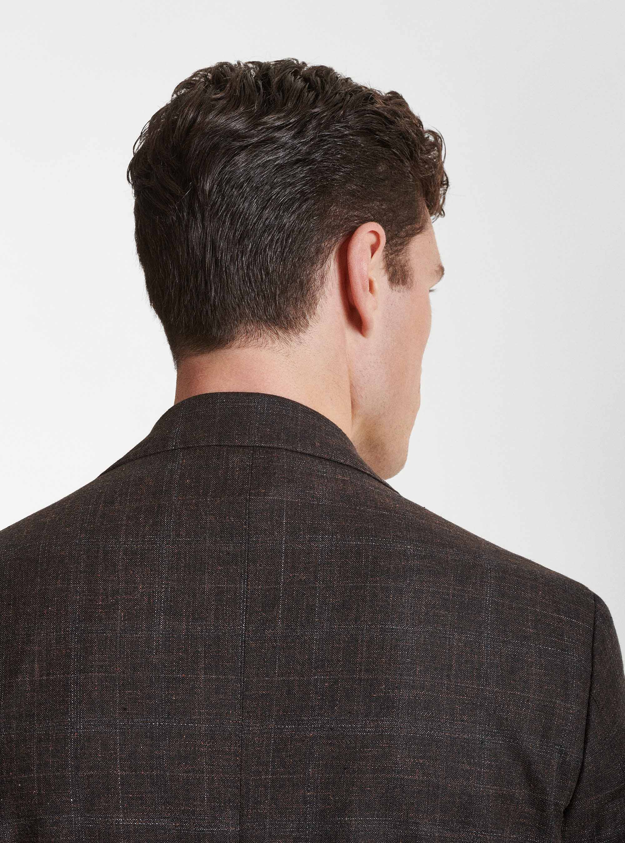 Giacca per abito in lana cotone e lino Marlane, MARRONE