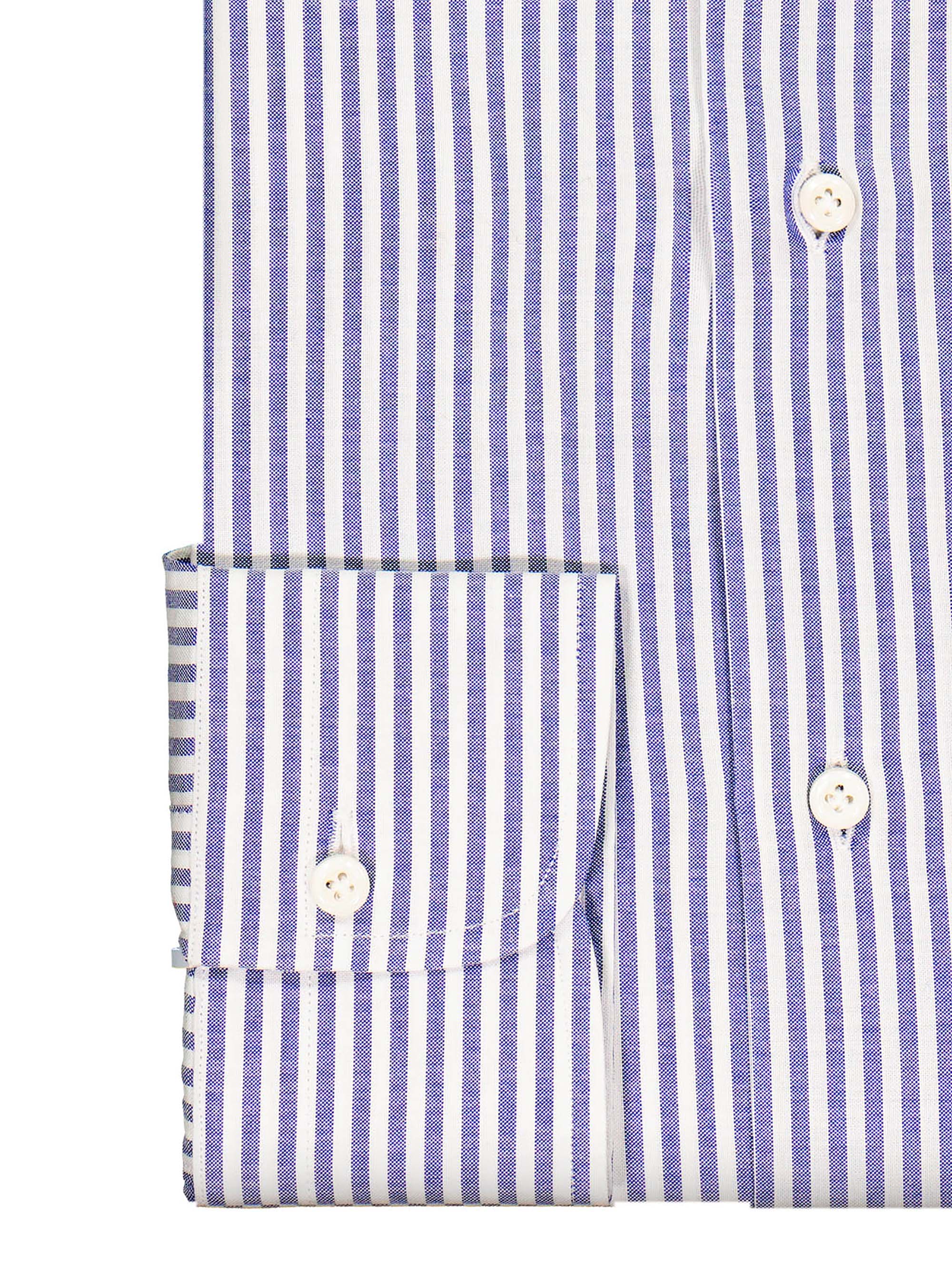 Striped panama cotton french collar shirt, BLUE