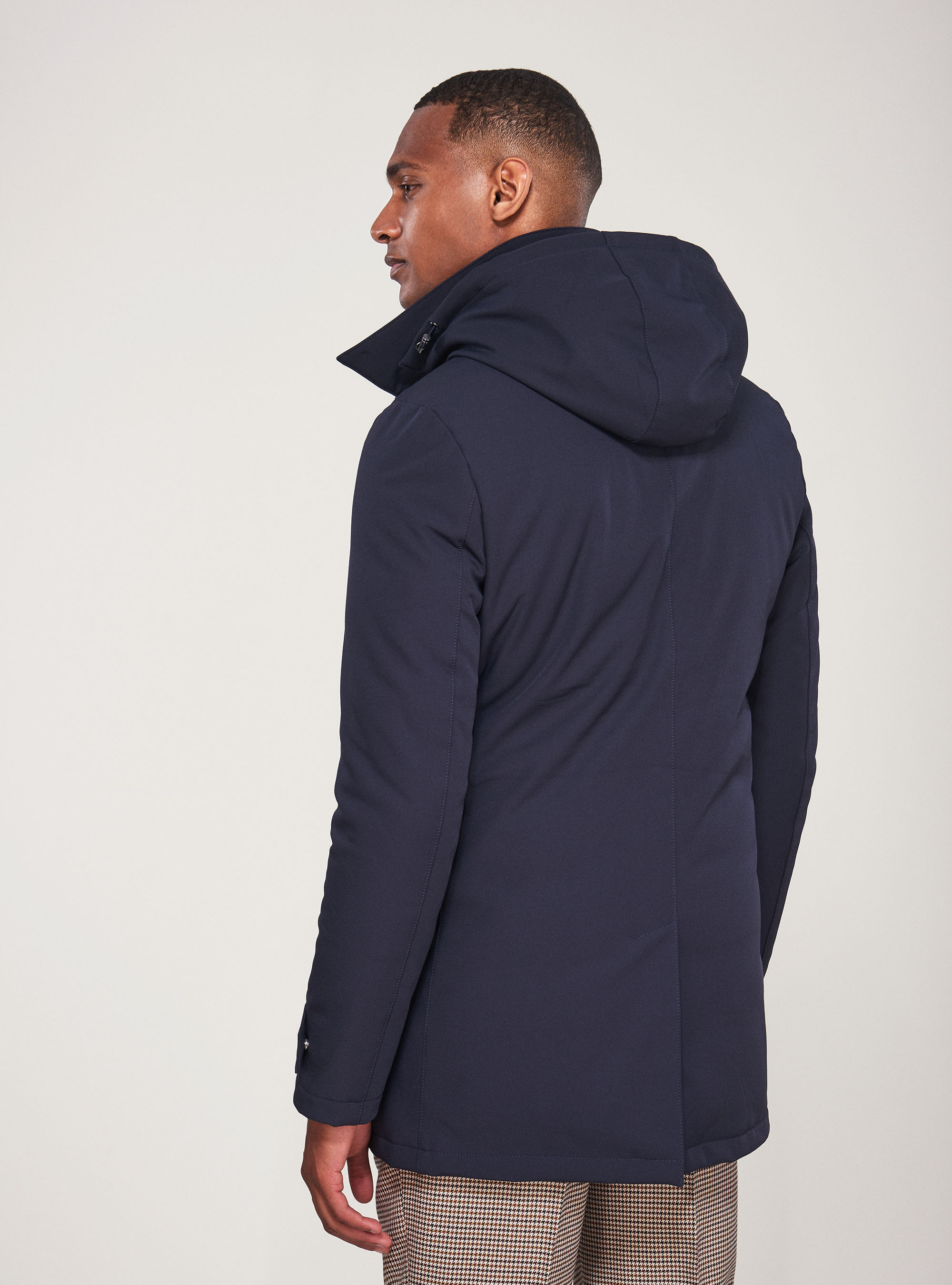 Veste en tissu technique imperm&eacute;able et coupe-vent, BLEU MARINE