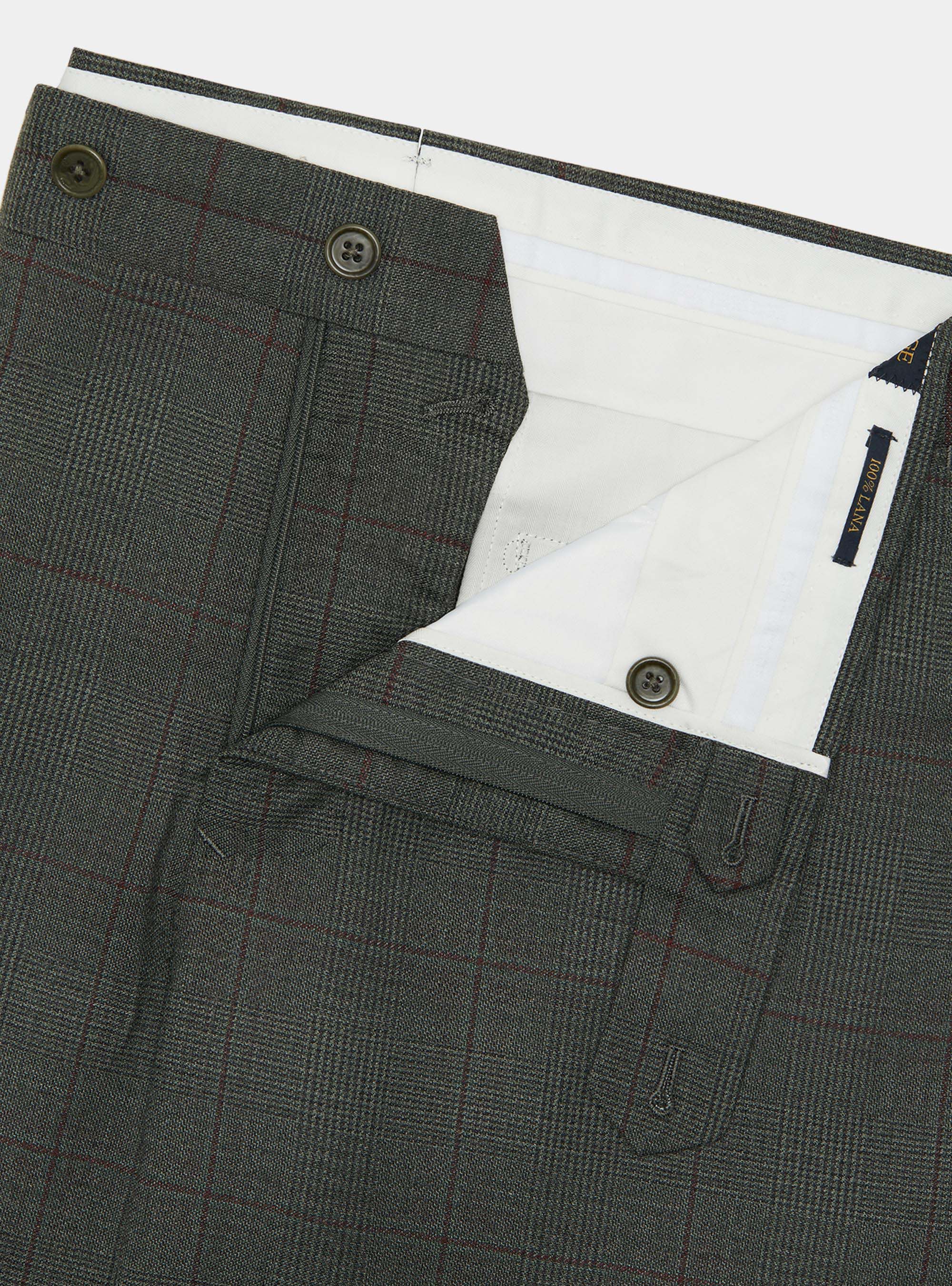 Pantaloni in pura lana fantasia, VERDE