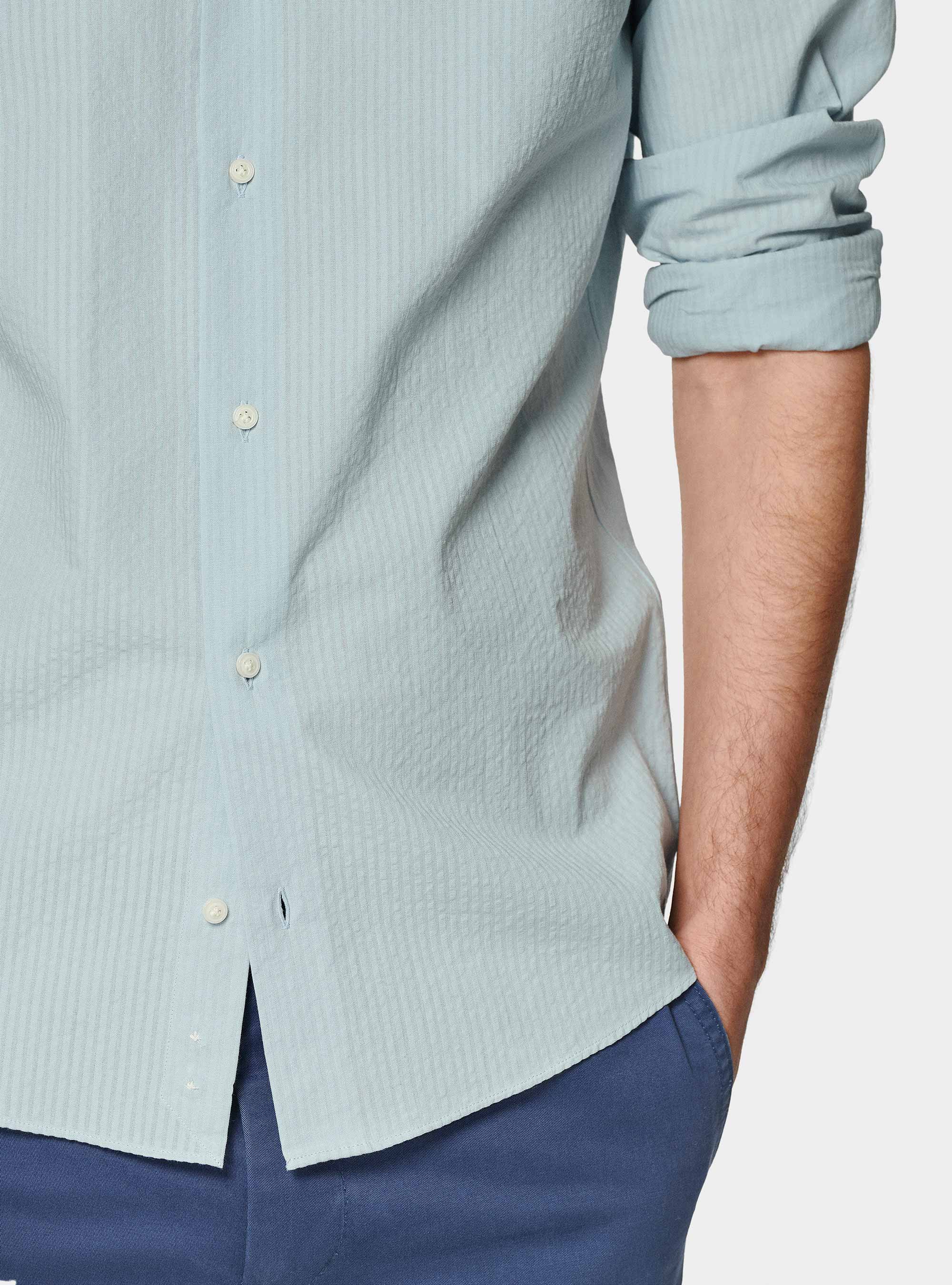 Pure cotton seersucker shirt, LIGHT BLUE