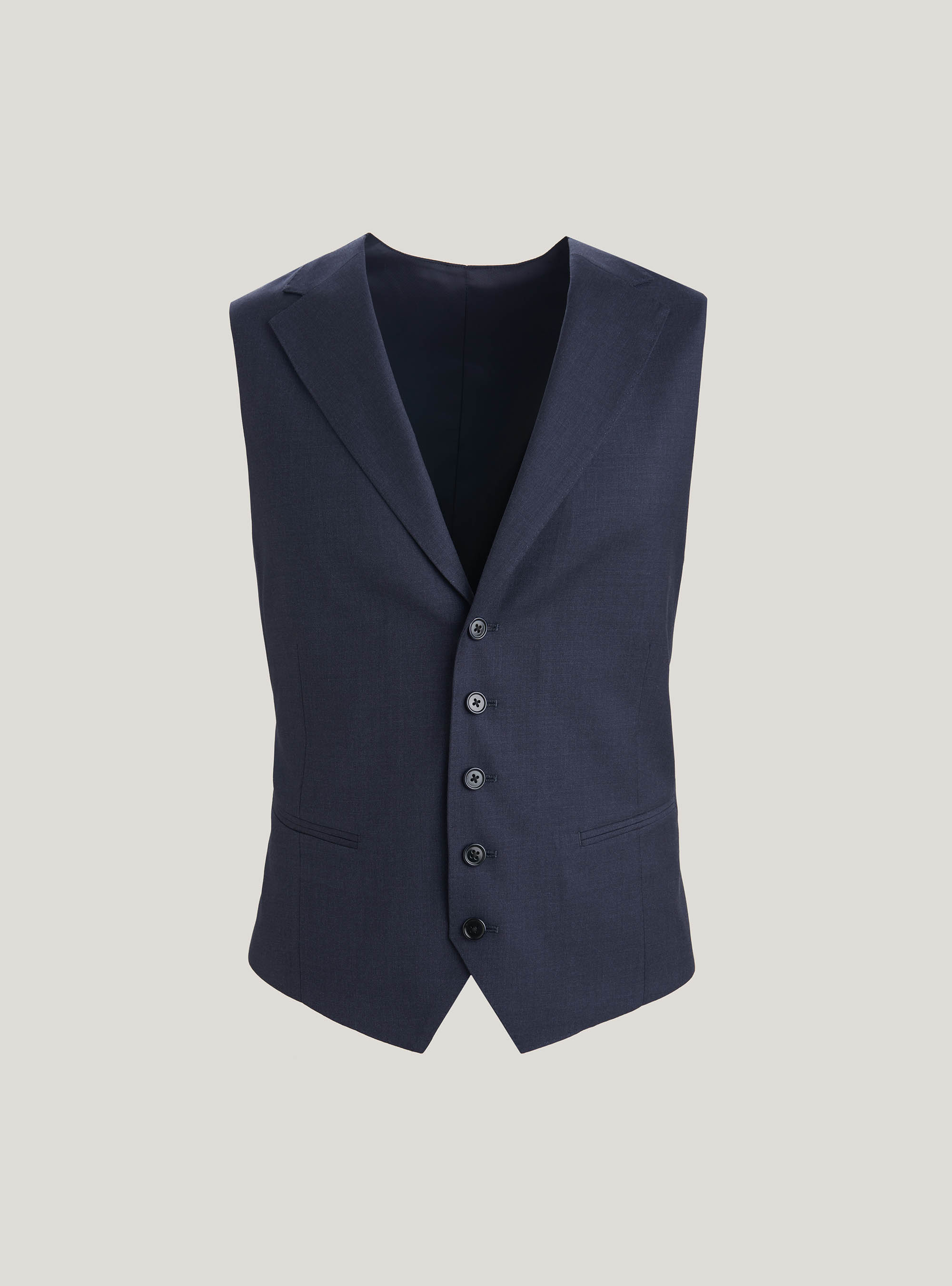 Gilet blu navy in lana super 120's, BLU NAVY