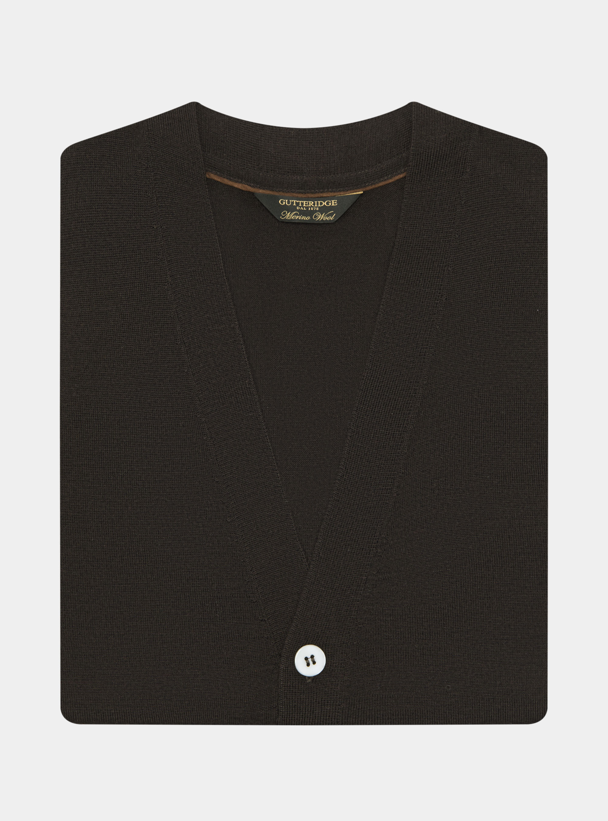 Gilet in maglia con bottoni in lana merino extrafine, MARRONE