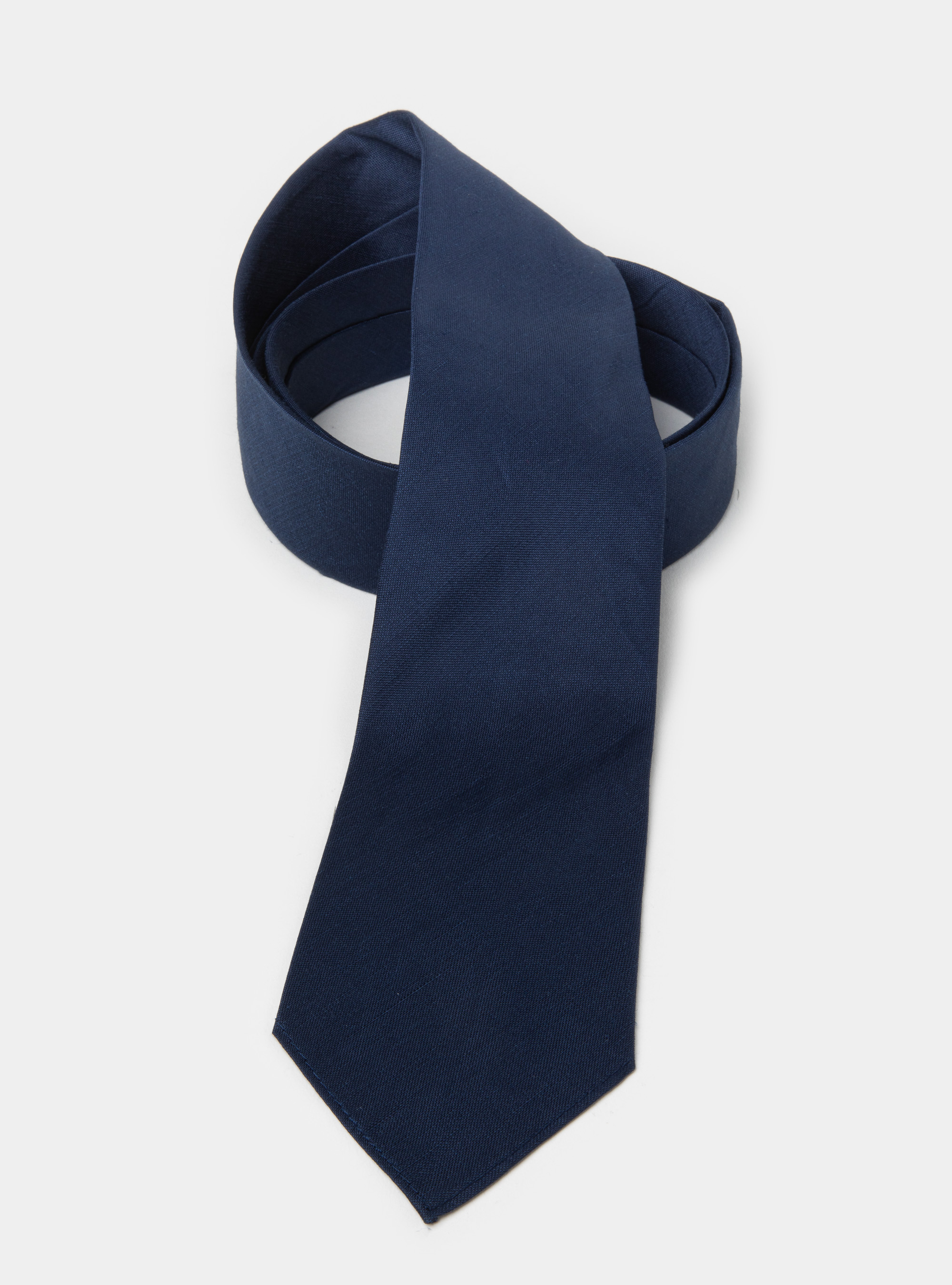 Cravate en soie et lin, BLEU