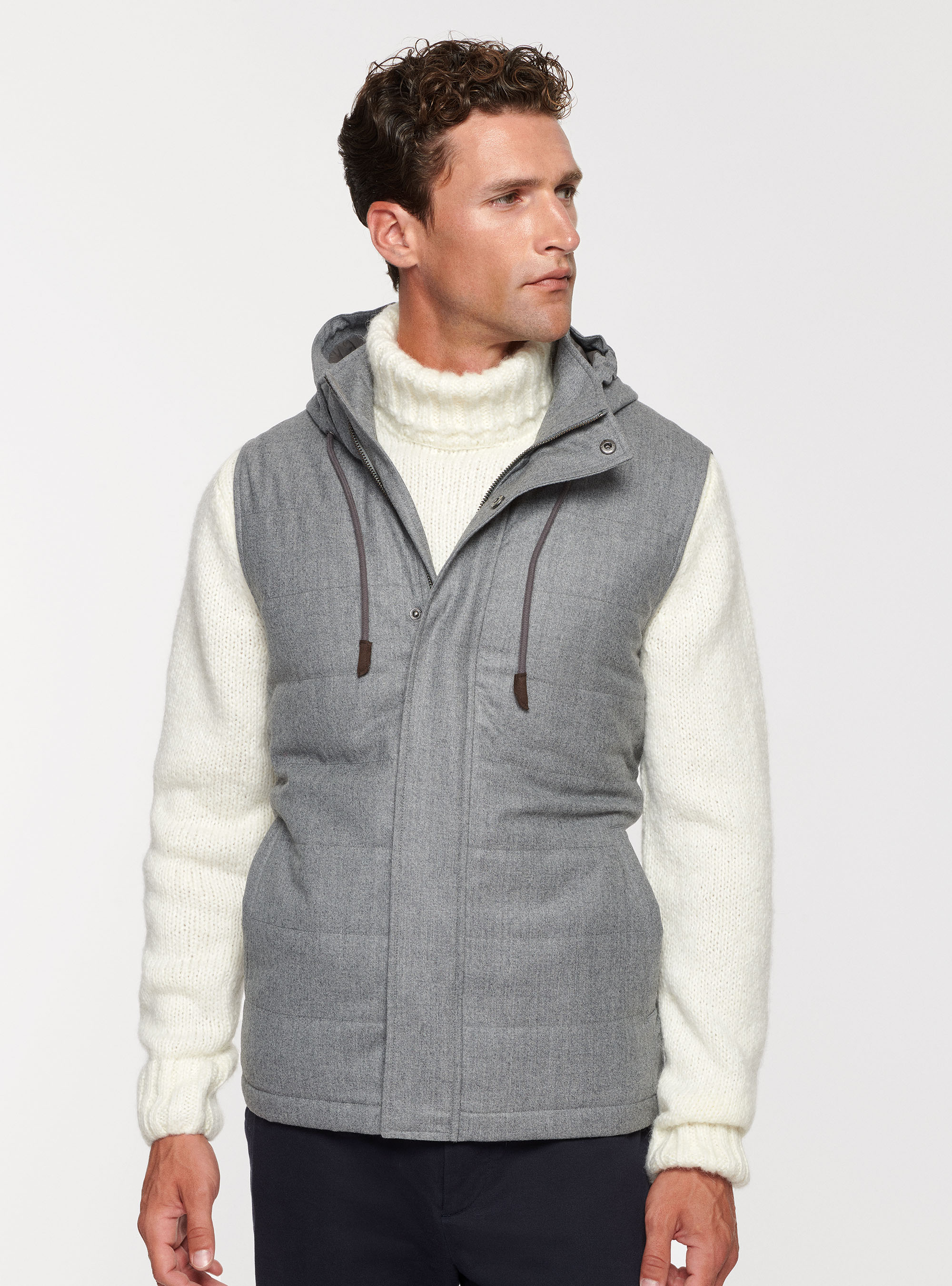 Flannel sleeveless, LIGHT GREY MELANGE