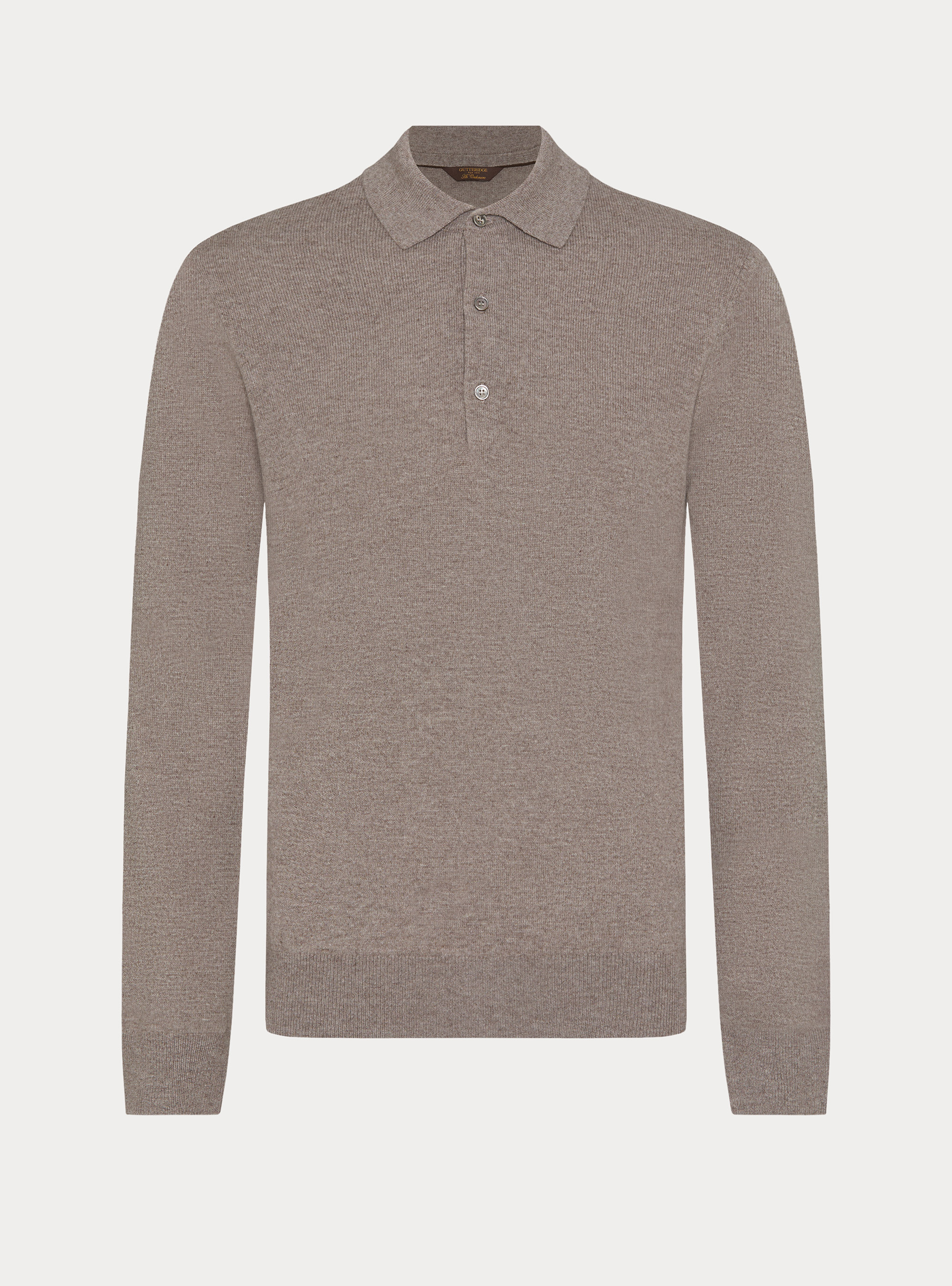 Maglia a polo in lana e cashmere, TORTORA 0542C