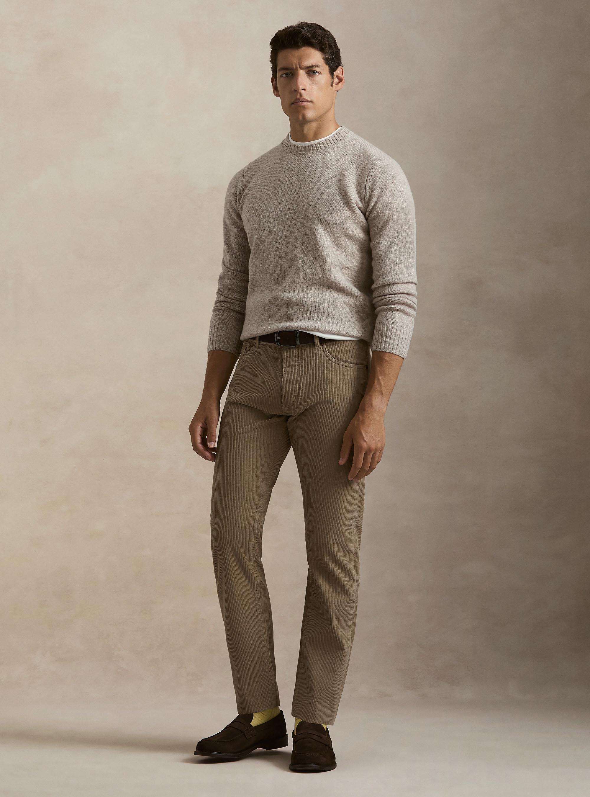 Pantaloni 5 tasche in velluto, SABBIA