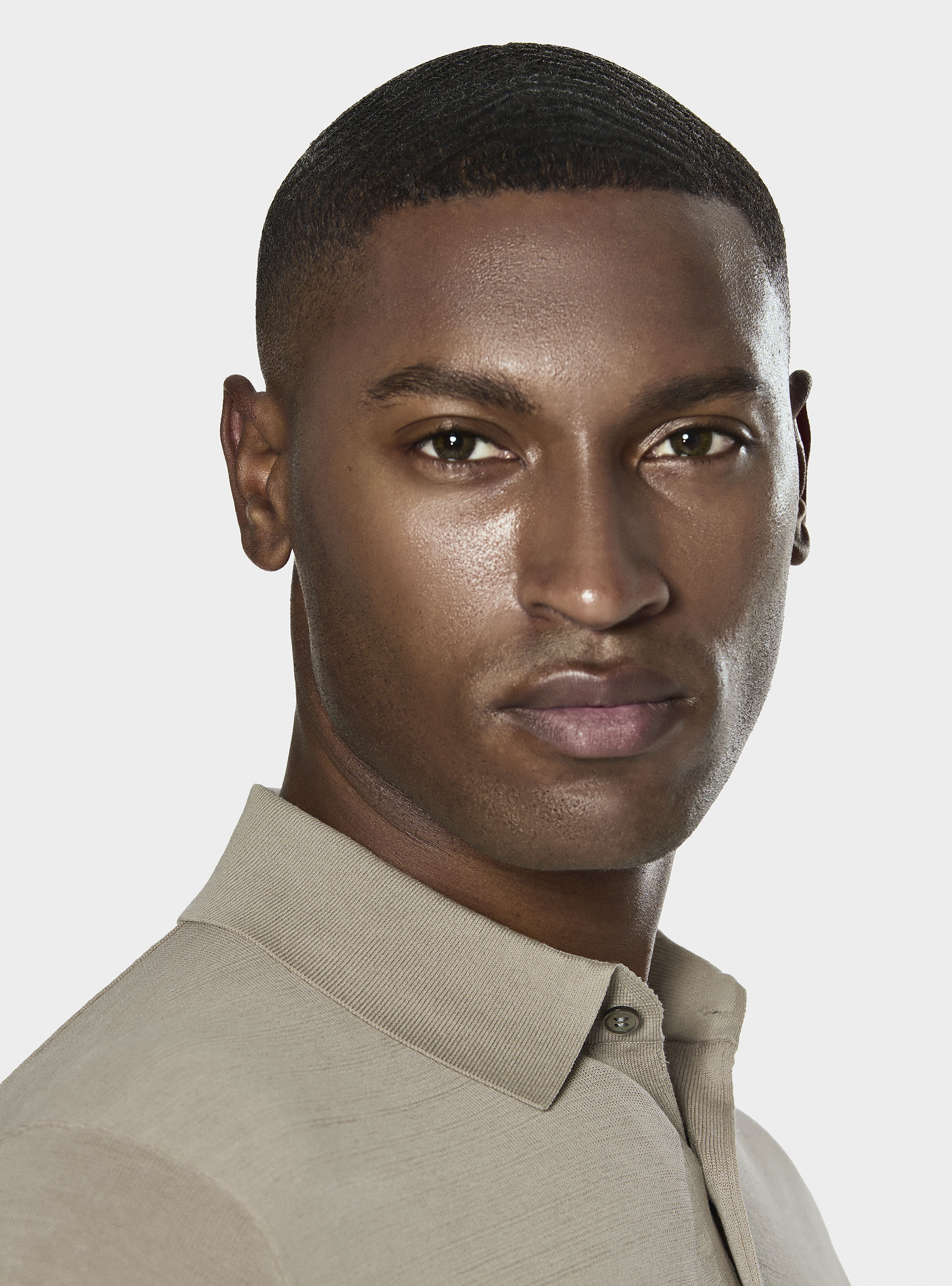 Maglia a polo in cotone e seta, SABBIA