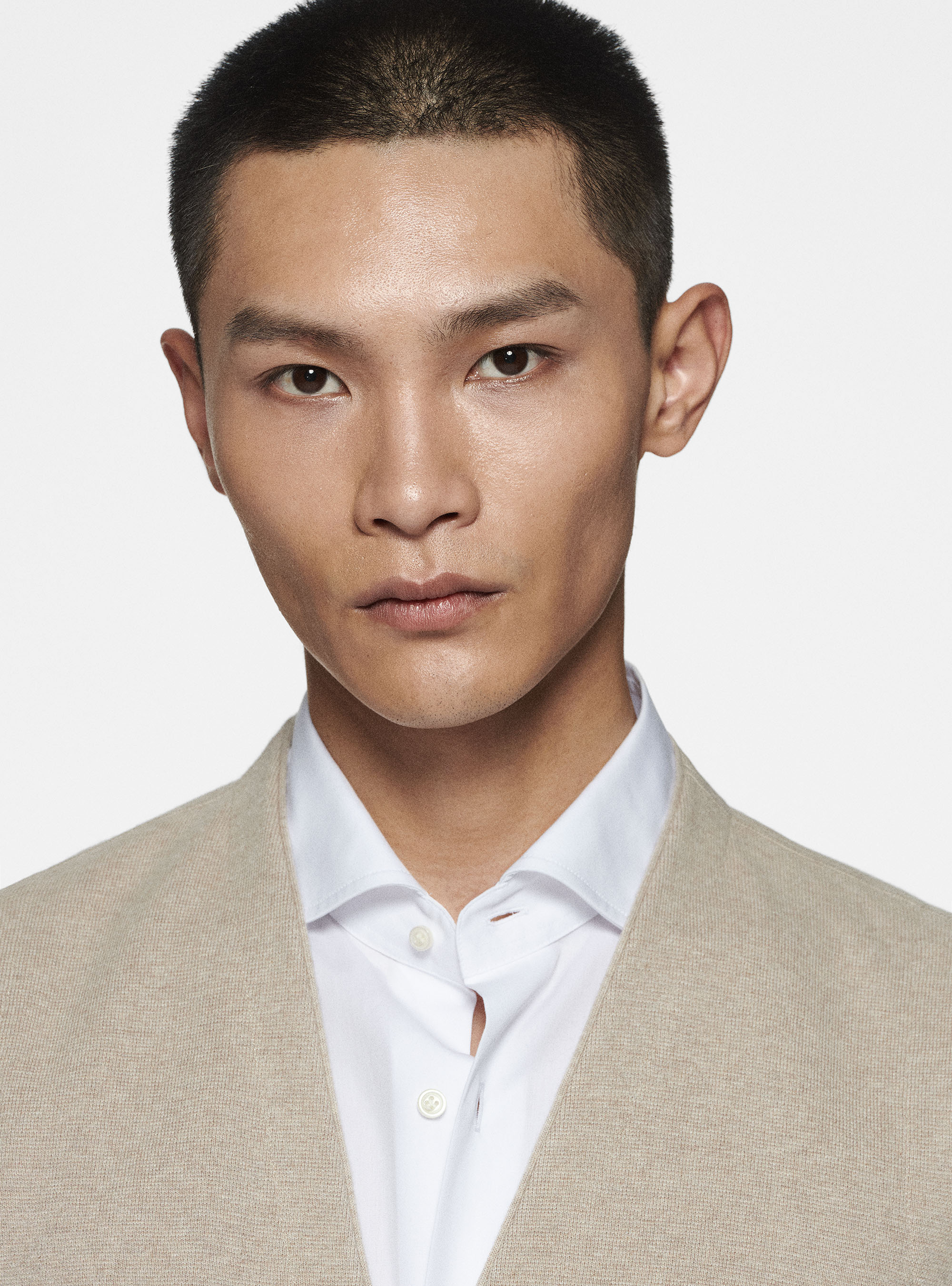 Gilet double boutonnage en maille de coton soie et cachemire, &Atilde; CRU