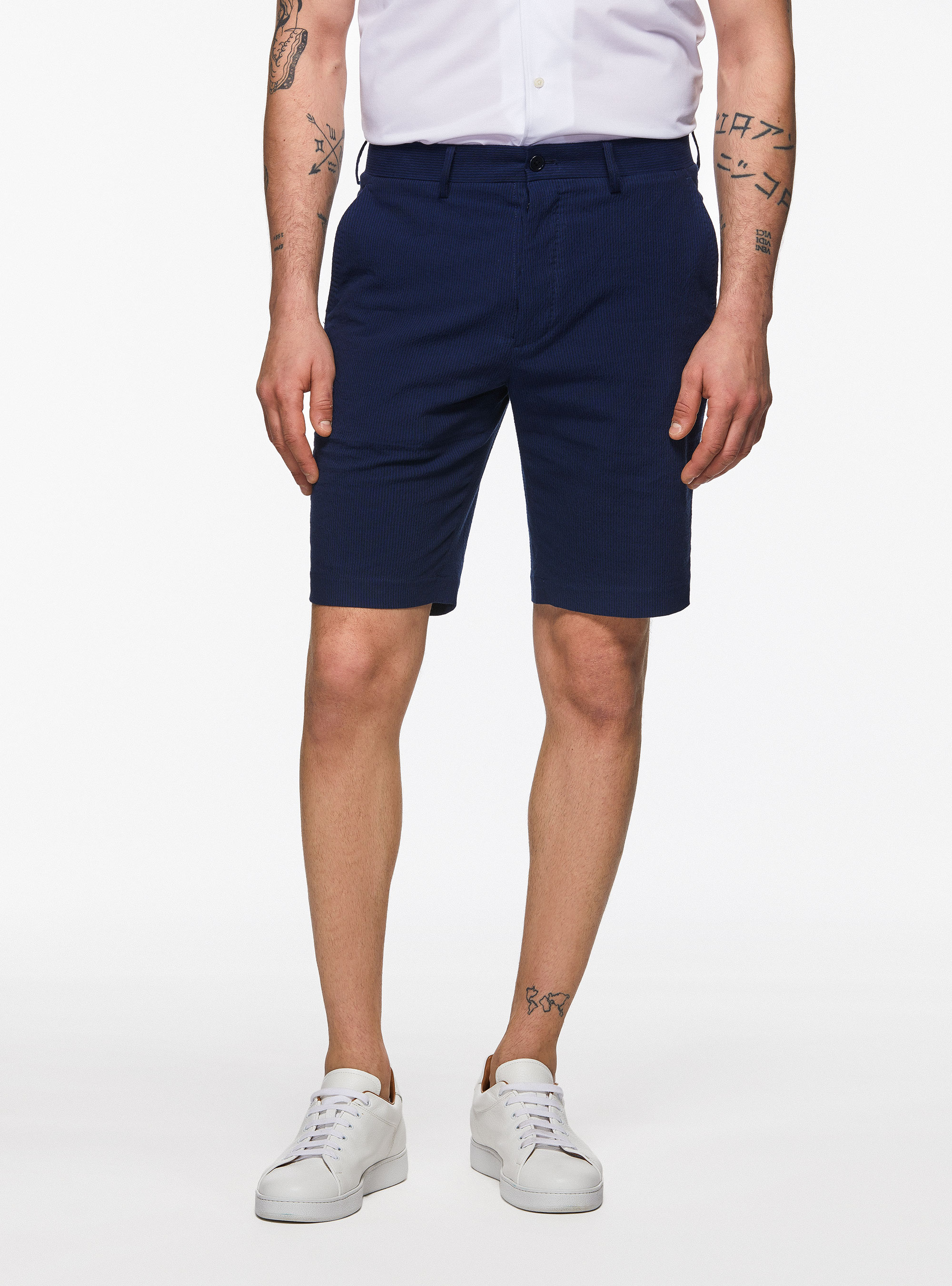 メンズウェア TANGRAM / SEERSUCKER TURF STRETCH SHORTS Golf designed shorts - Fun Golf 5 inch inseam shorts - Men's