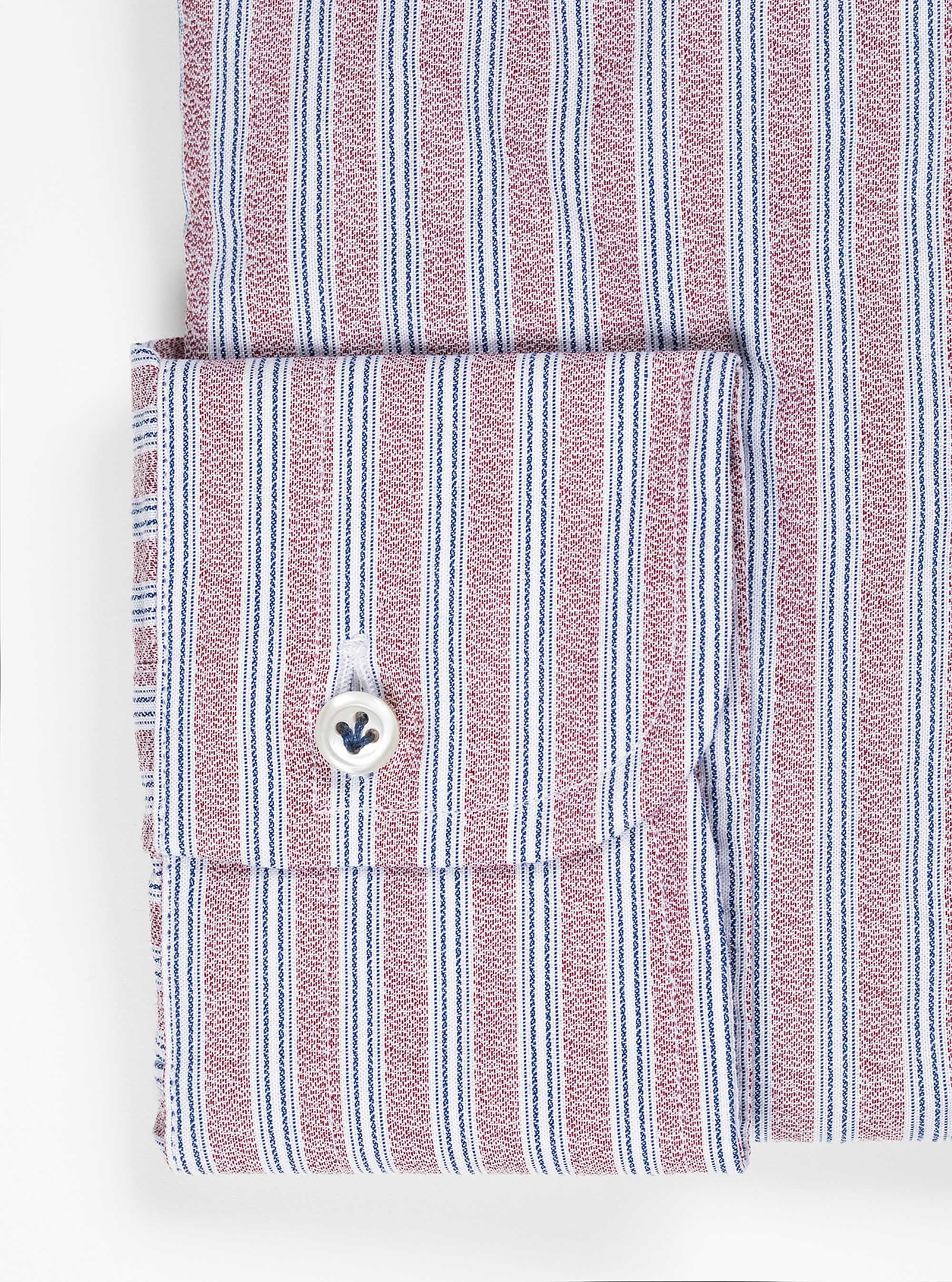 French collar shirt in 100% striped cotton, ROJO