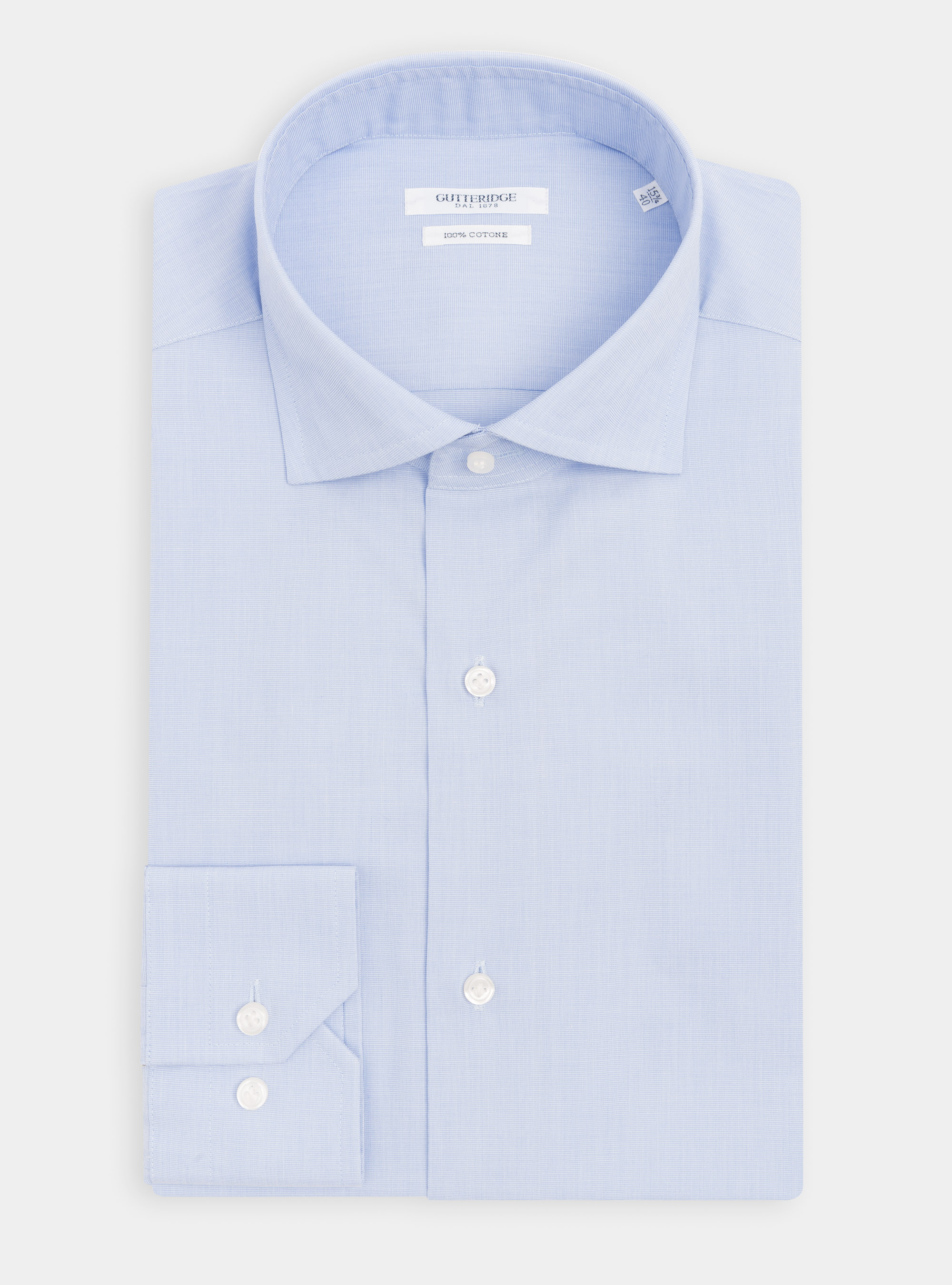 Cotton fil a fil shirt with semi French collar, LIGHT BLUE