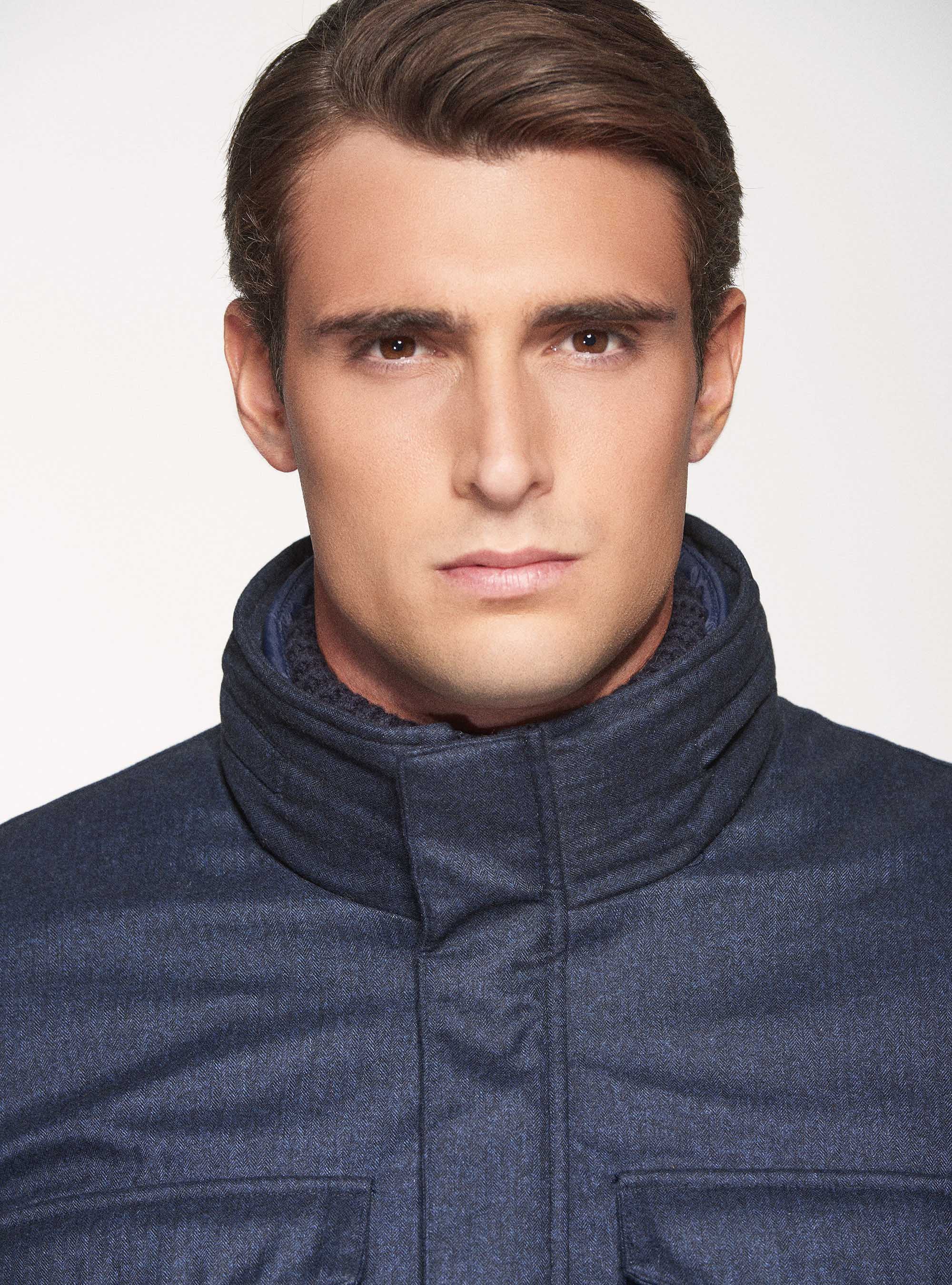 Field jacket in tessuto tecnico con pettorina, BLU NAVY