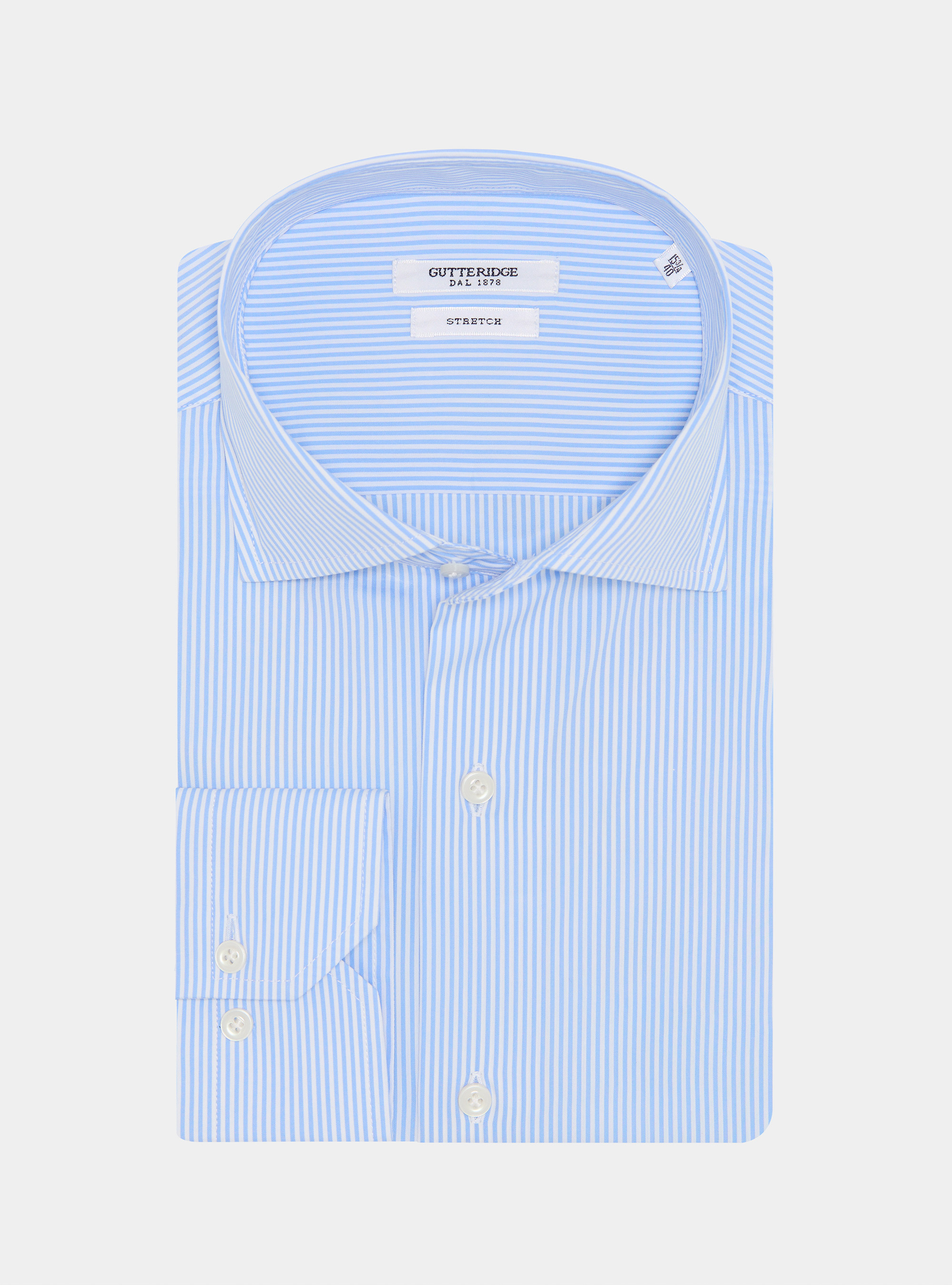 Striped cotton poplin stretch shirt, LIGHT BLUE