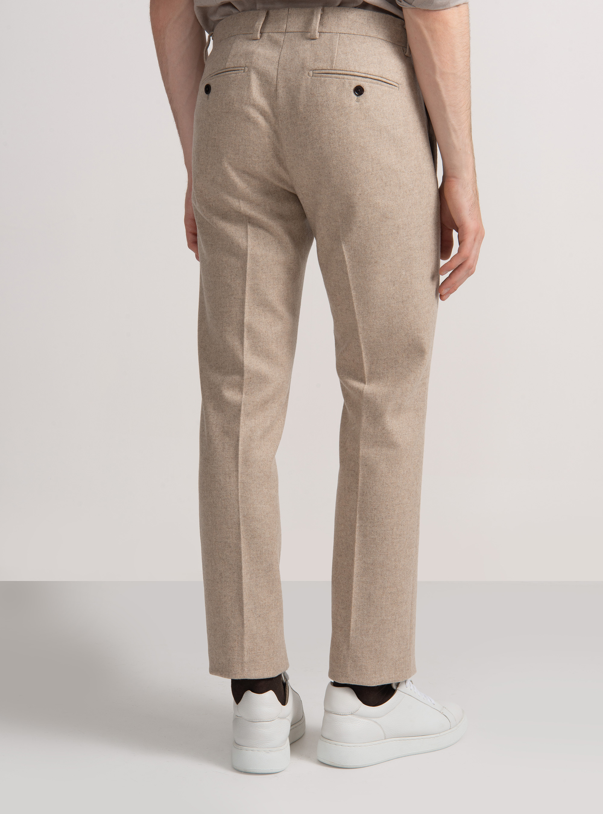 Pantaloni in flanella misto lana, SABBIA