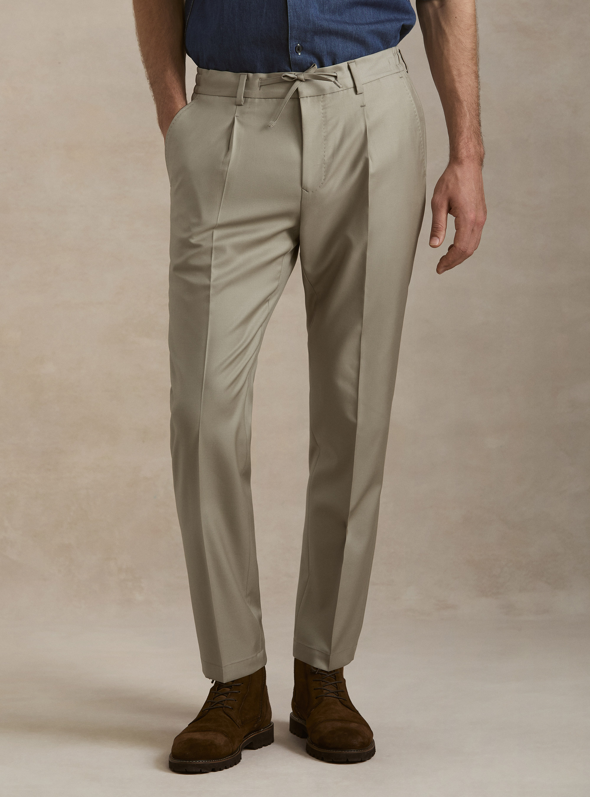VBC wool drawstring trousers, SABBIA 0591C