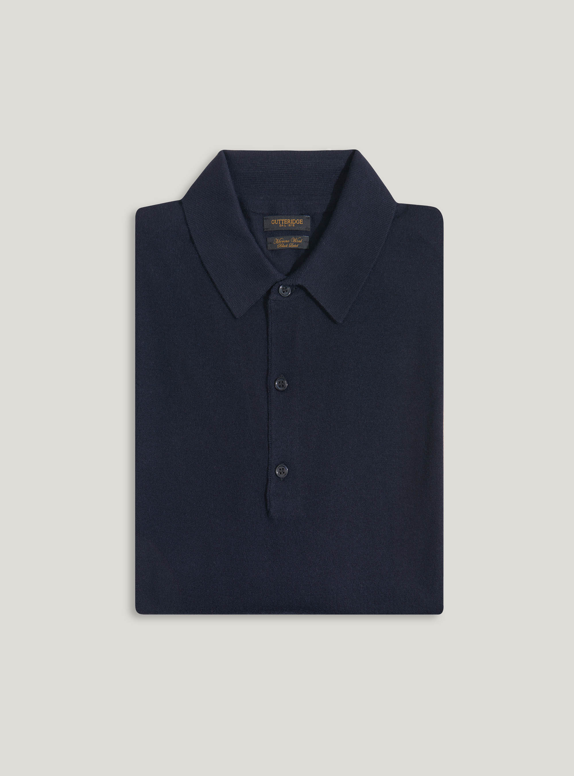 Merino wool knitted polo shirt, NAVY BLUE