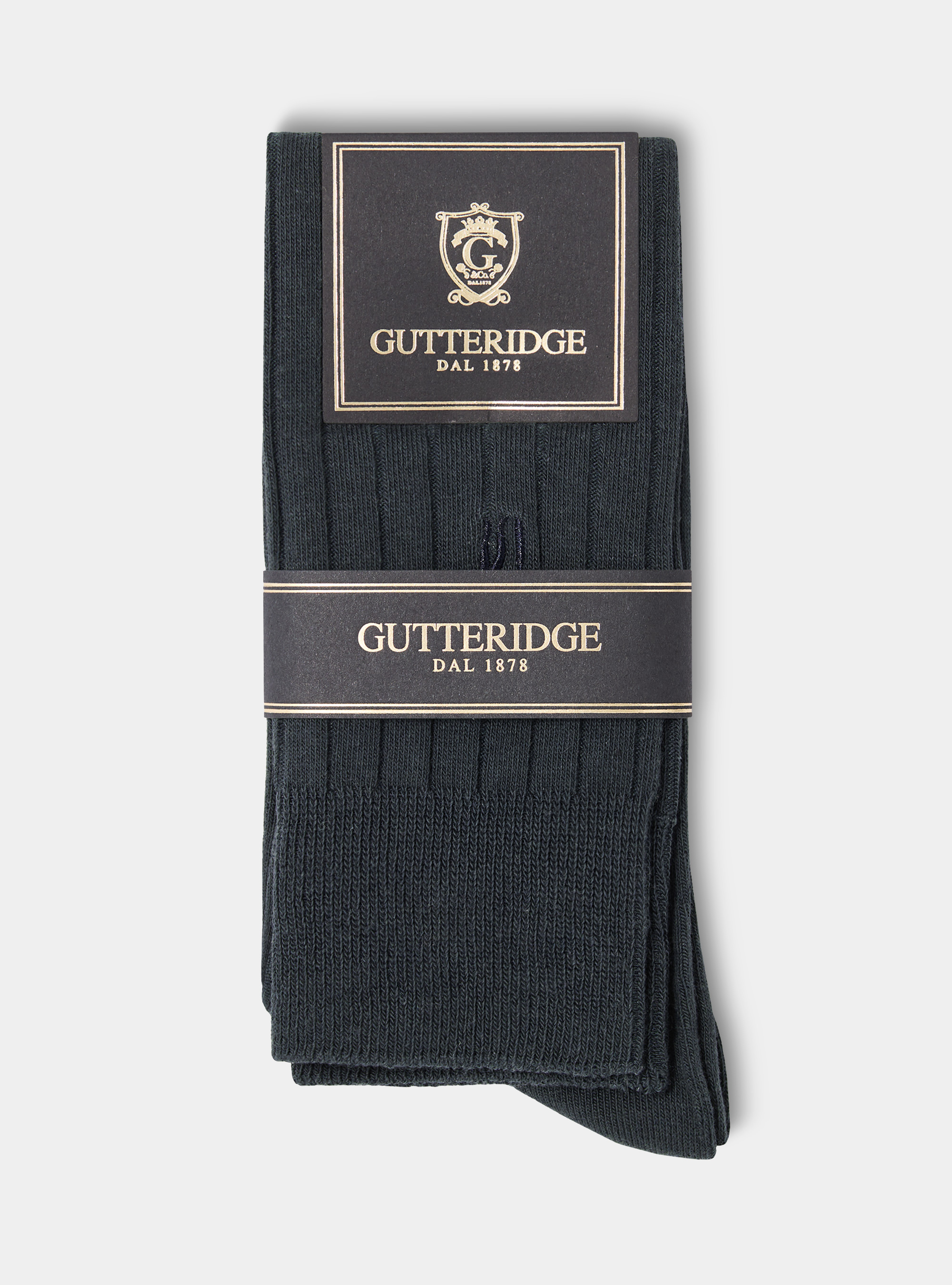 Calcetines de canalé con bordado, GRIS MARENGO