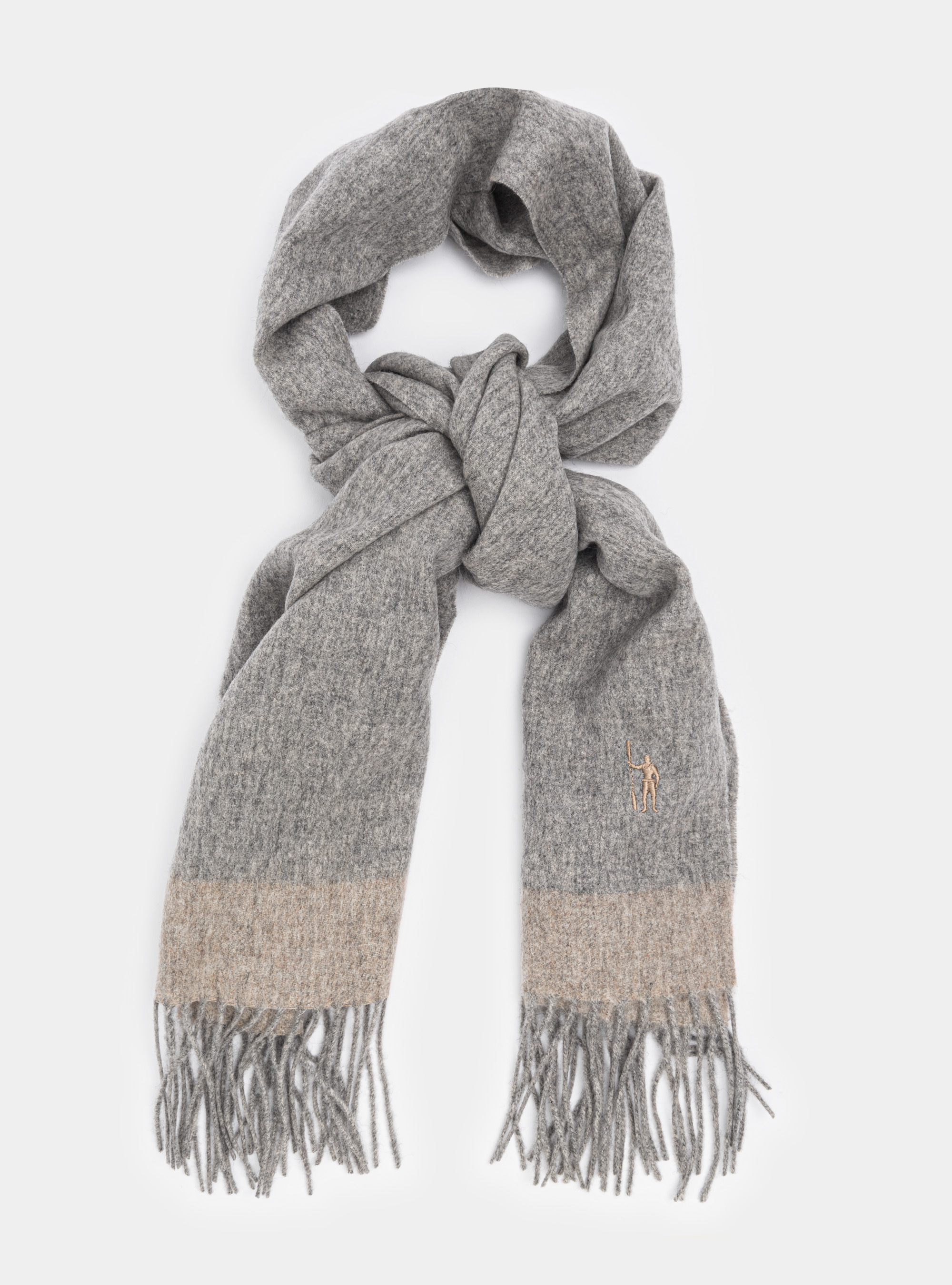 Sciarpa in lana cashmere con bordino a contrasto, GRIGIO CHIARO