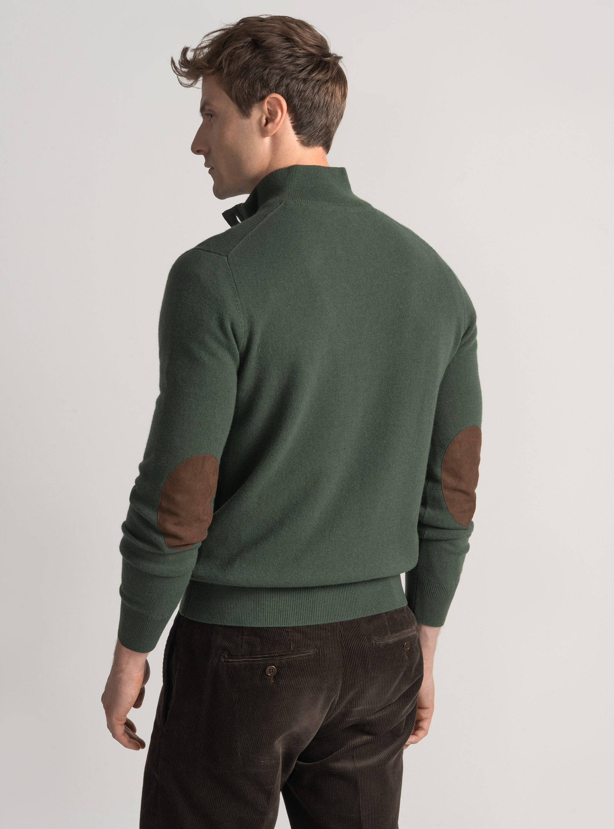 Maglia mezza zip in lana lambswool e cashmere, MILITARE 0609C