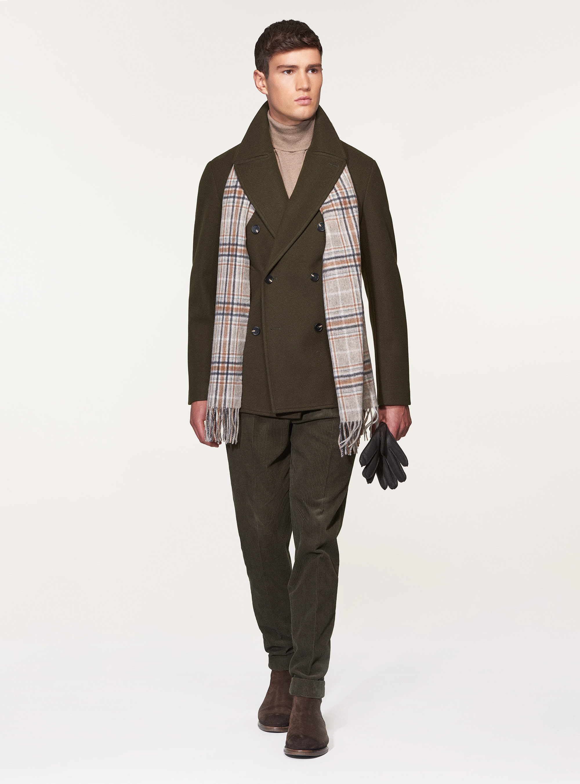 Peacoat in misto lana, VERDE