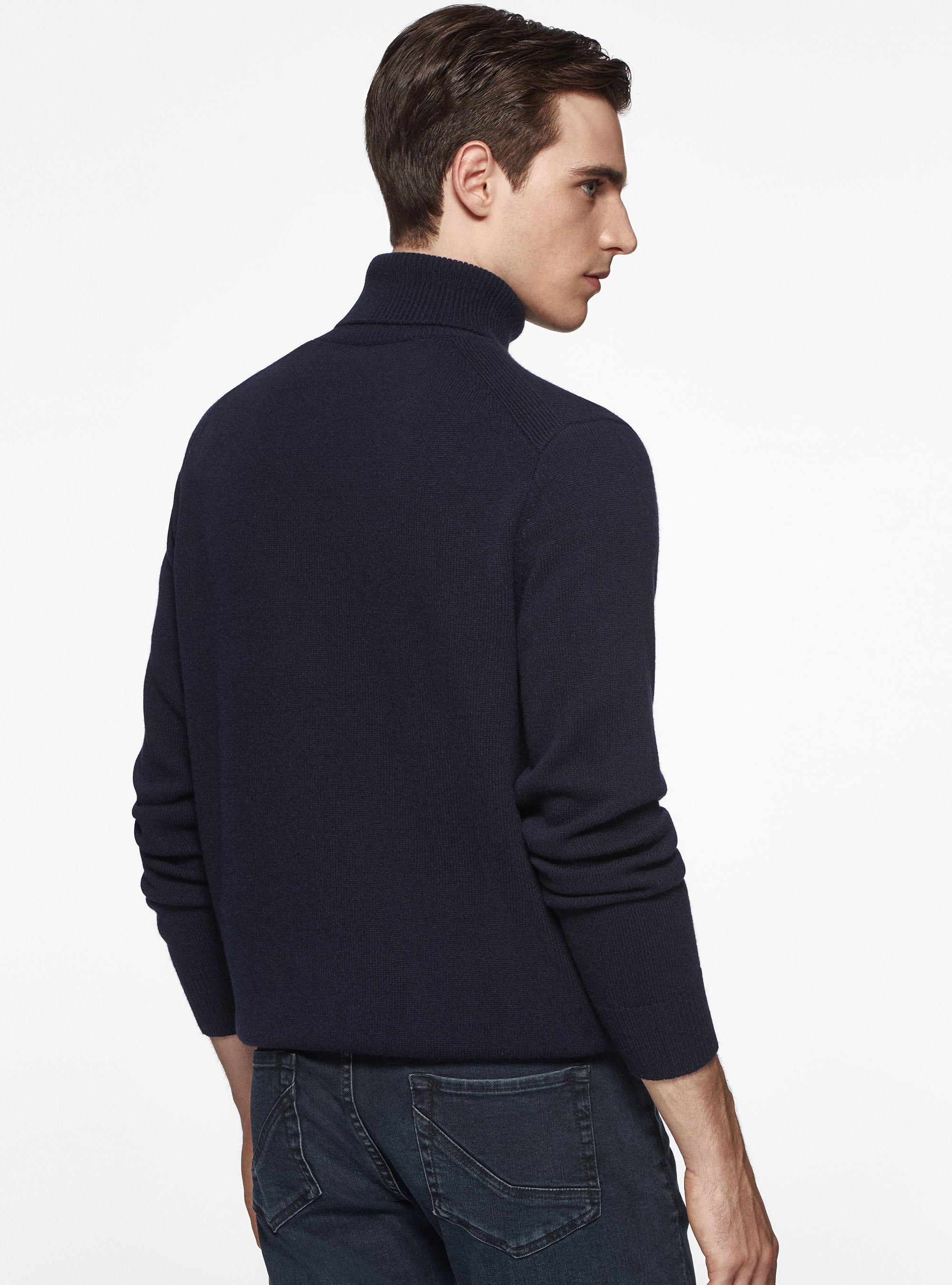 Merino wool turtleneck sweater, NAVY BLUE
