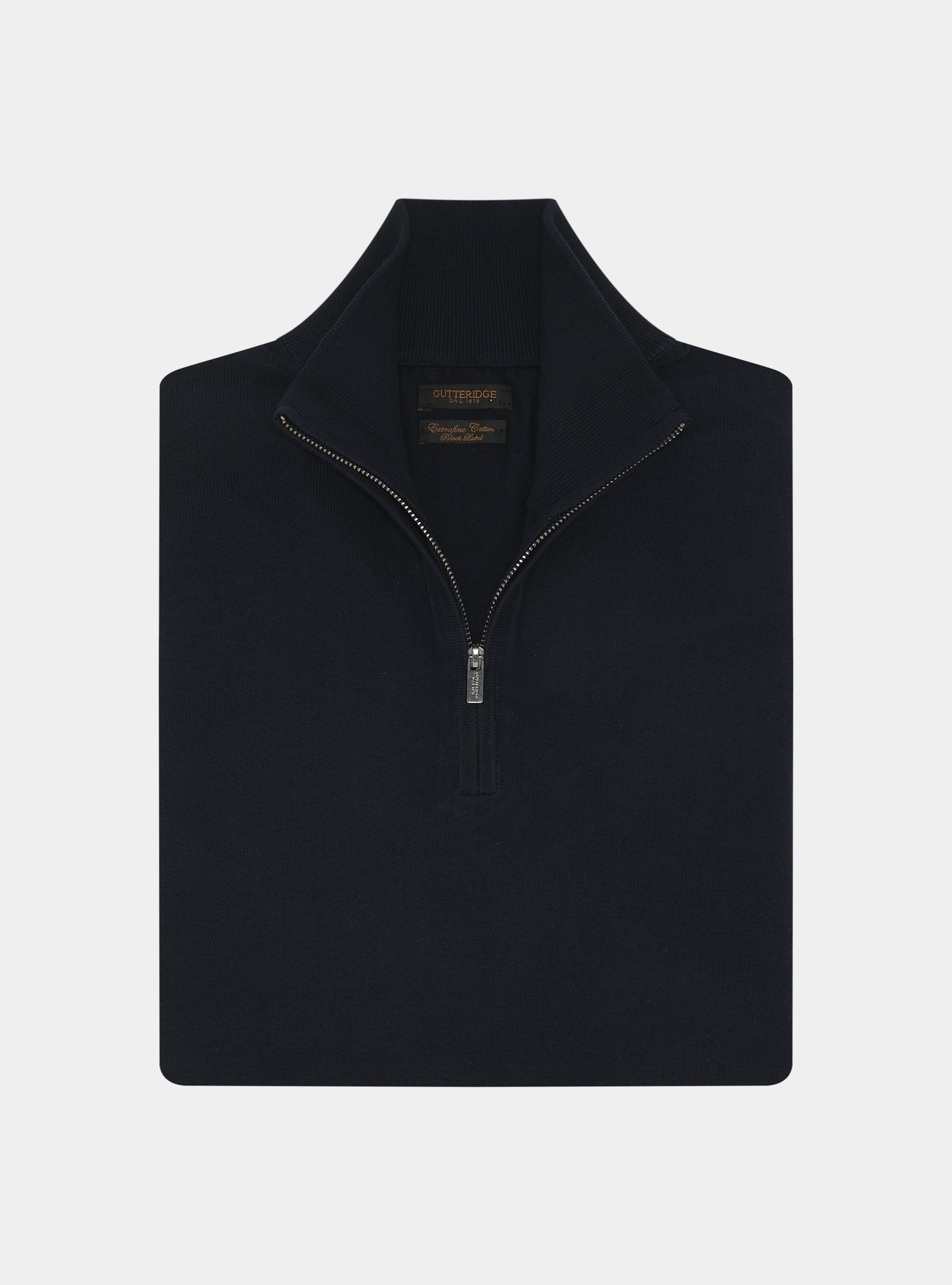 Extrafeiner Baumwoll-Jersey mit halbem Rei&szlig;verschluss, NAVY 0218C