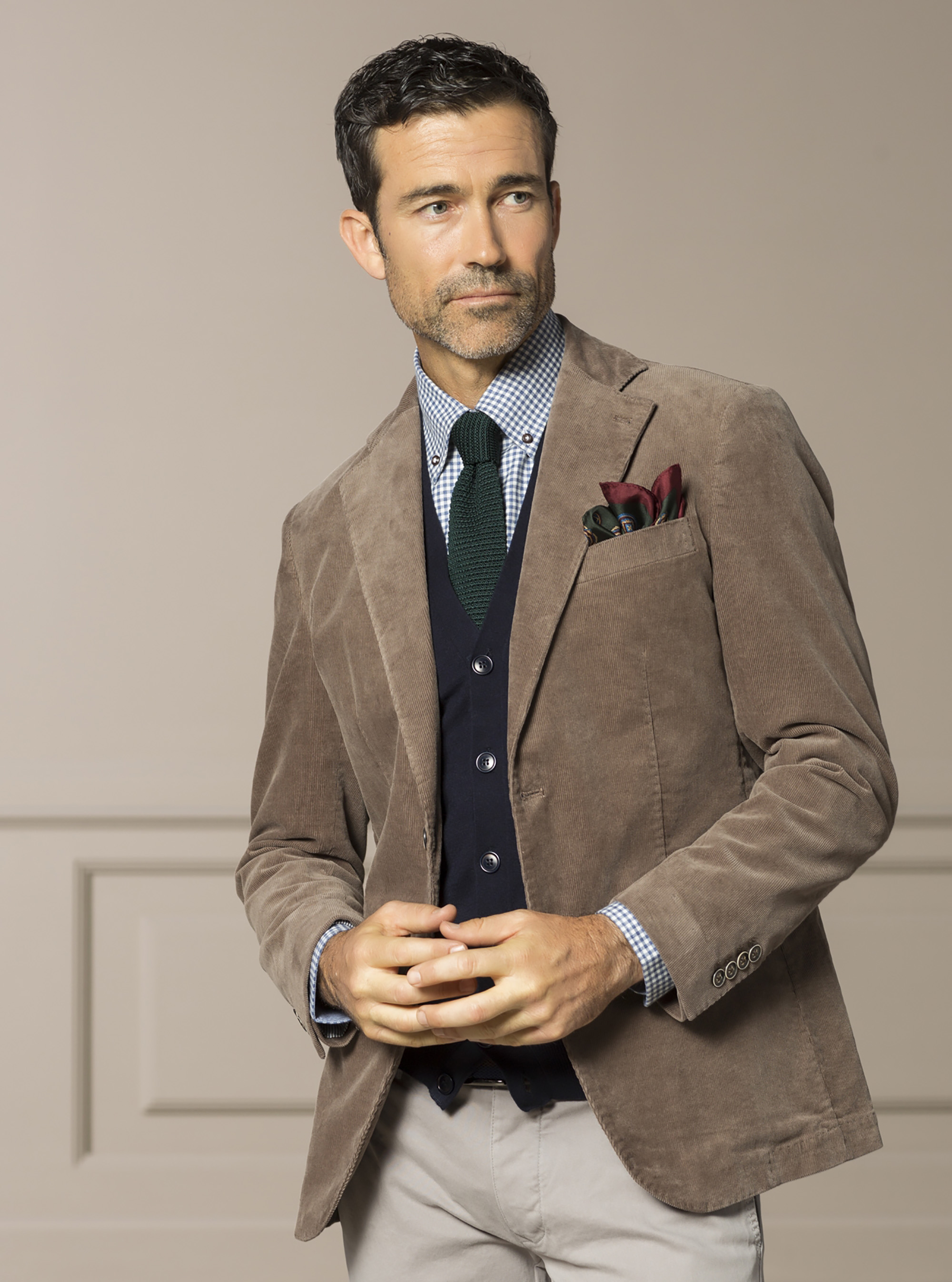 Cotton velvet blazer, SAND