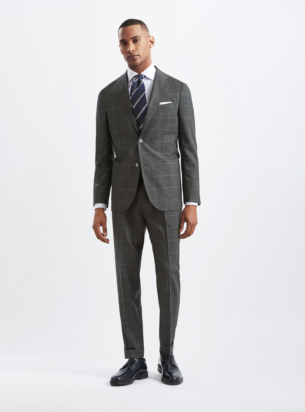 Giacca per abito a quadri in pura lana tessuto Vitale Barberis Canonico, VERDE