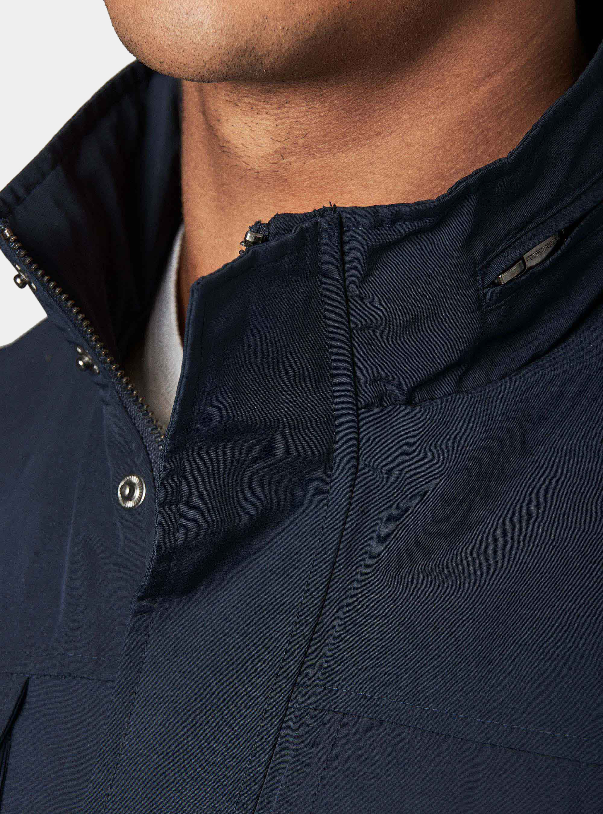 Field jacket in misto cotone tecnico, BLU NAVY
