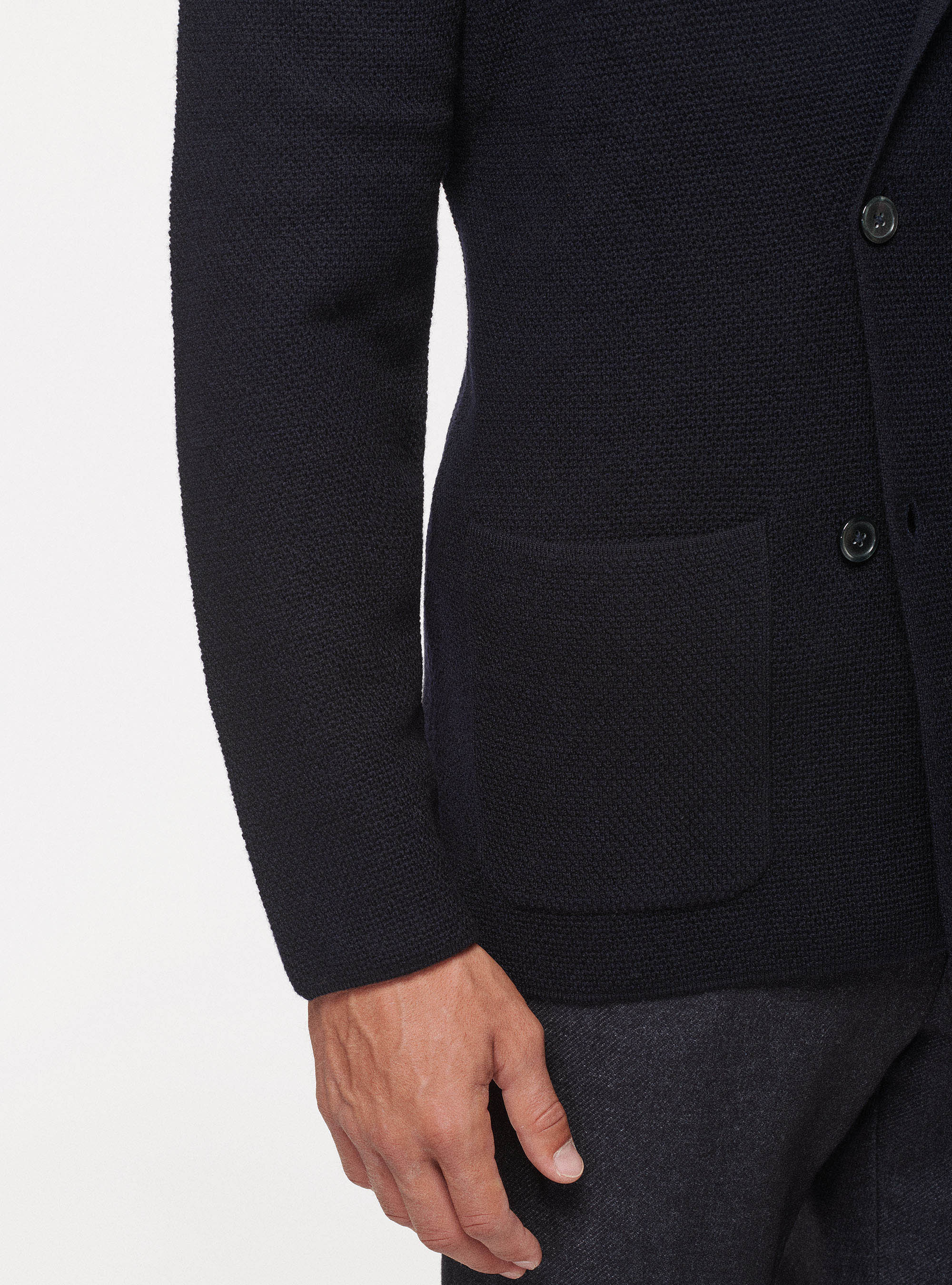 Cardigan in pura lana merino, BLU NAVY