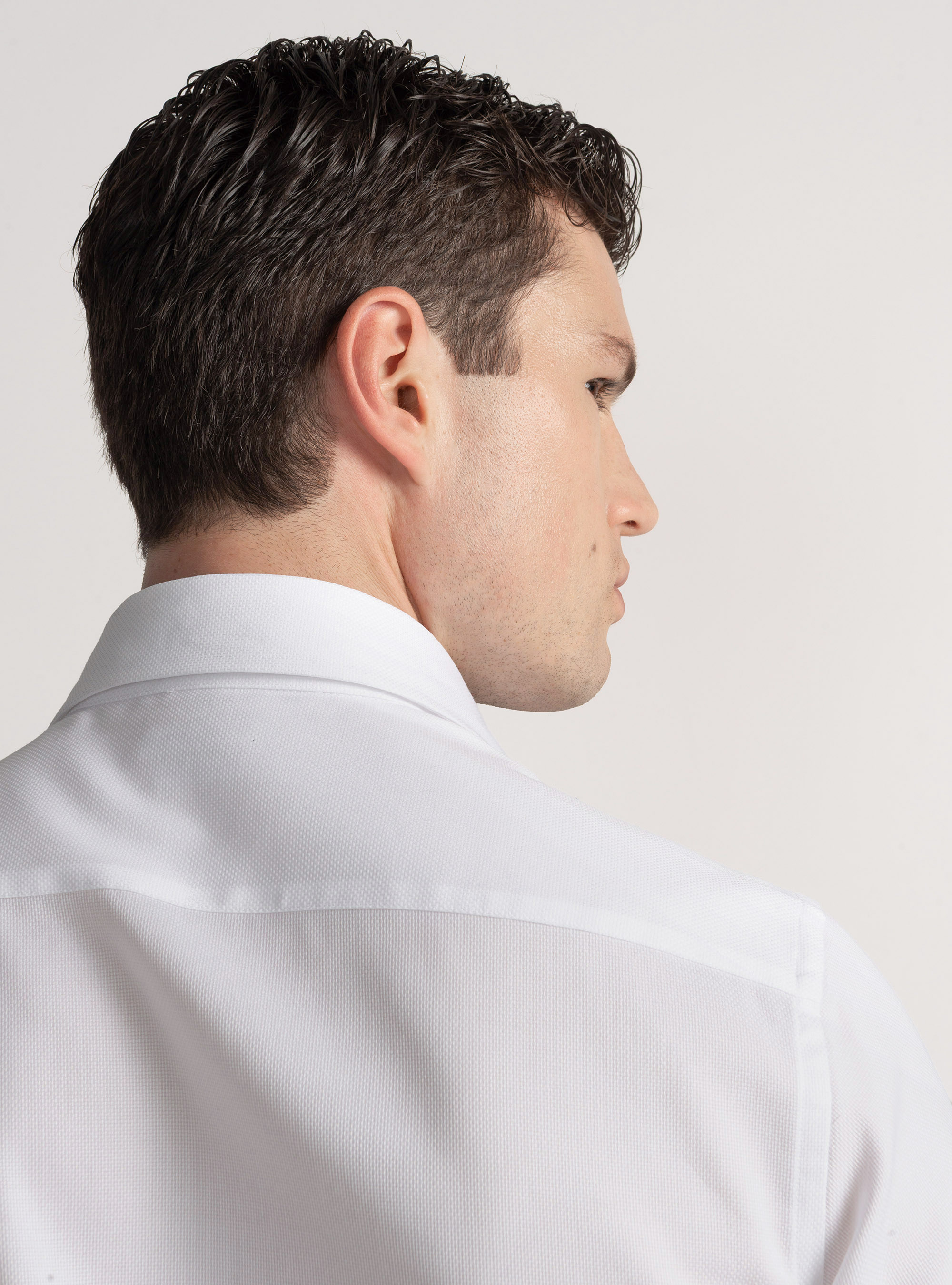 Camicia in cotone operato, BIANCO