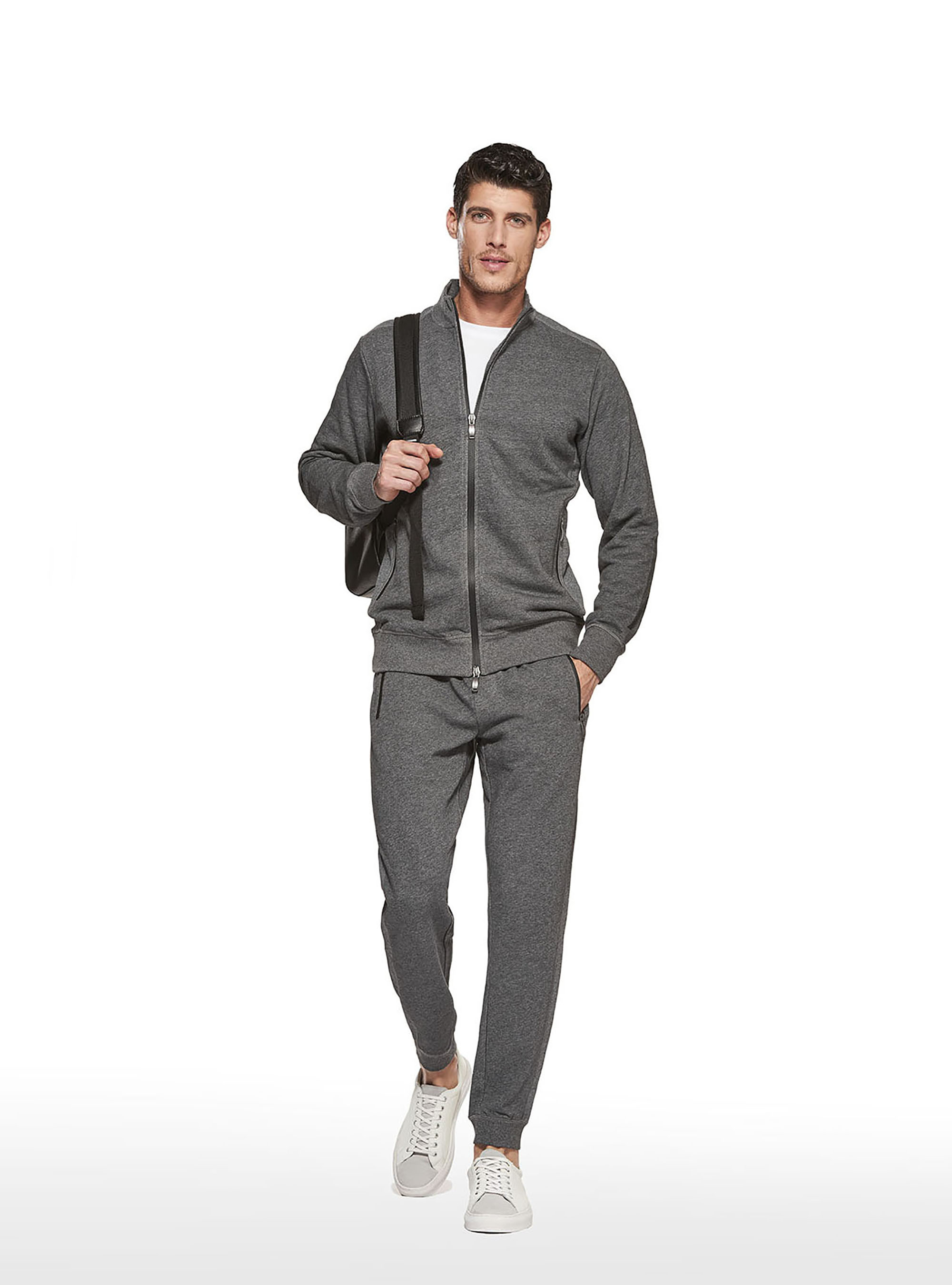 Sudadera de algod&oacute;n 100% con cremalleras selladas al calor, GRIS MARENGO
