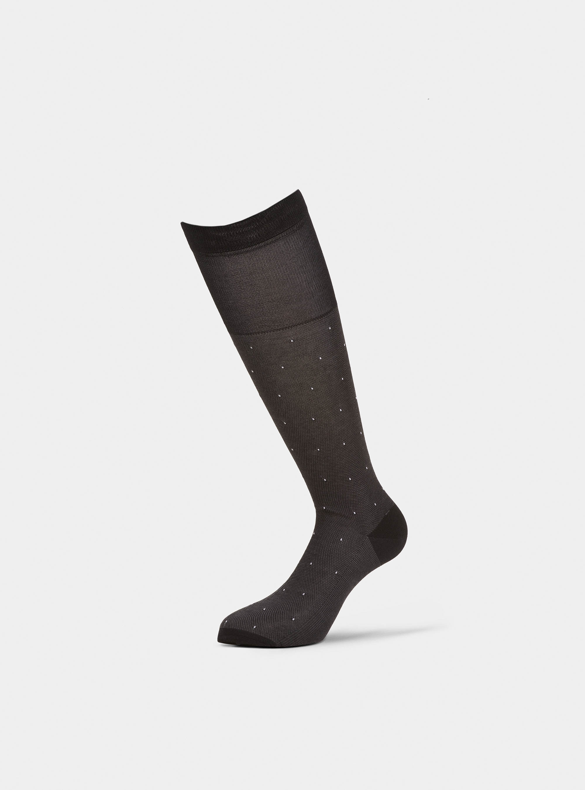 Calza lunga a pois filo di Scozia, NERO