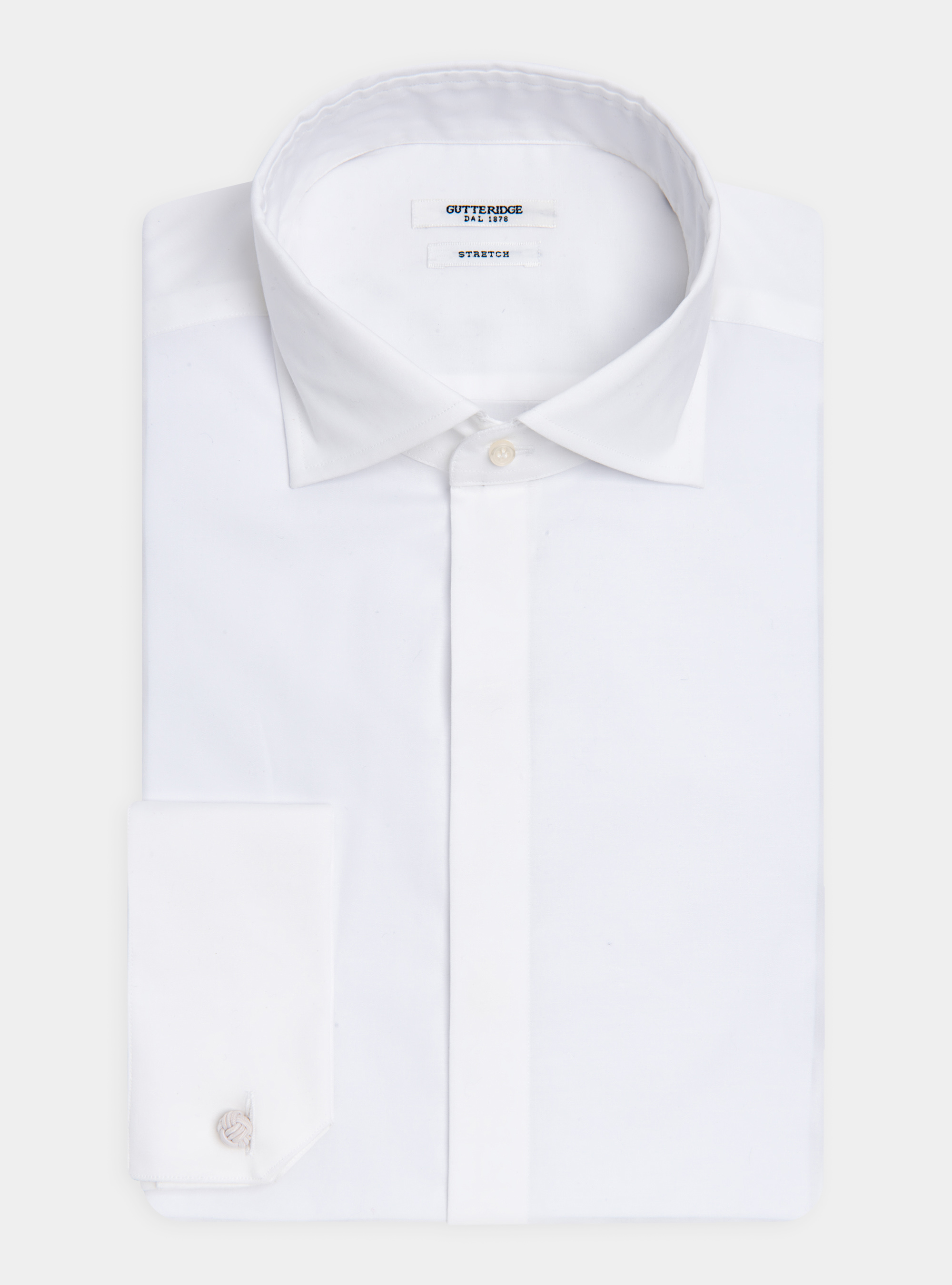 Camicia da smoking in cotone stretch, BIANCO