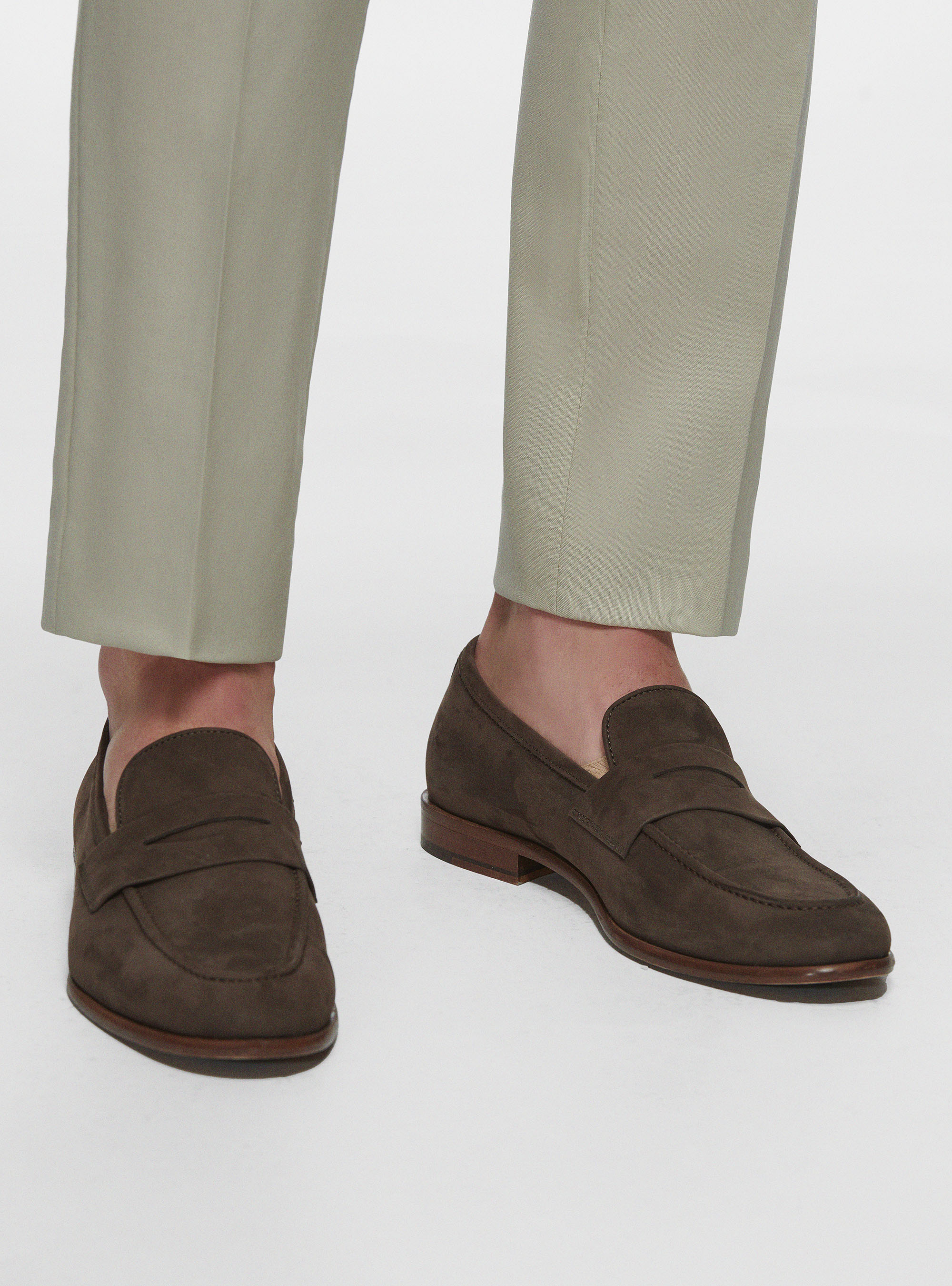 Mocassini in nabuk, MARRONE