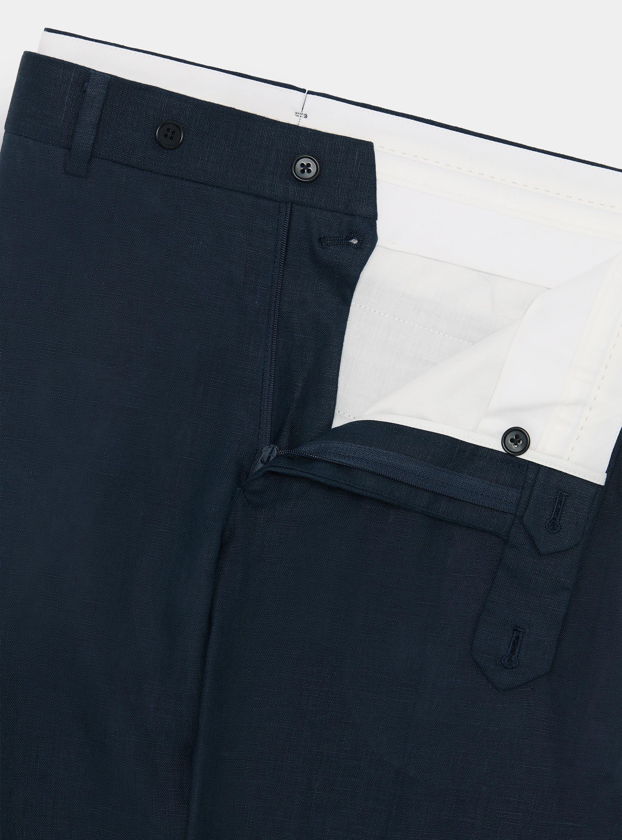 Pure linen suit trousers, NAVY BLUE