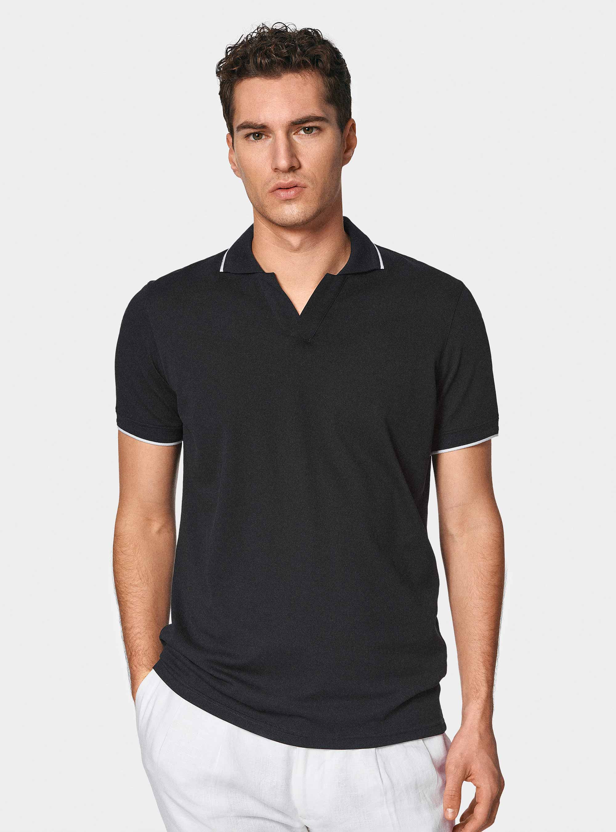 Polo GT01 senza bottoni in piquet stretch