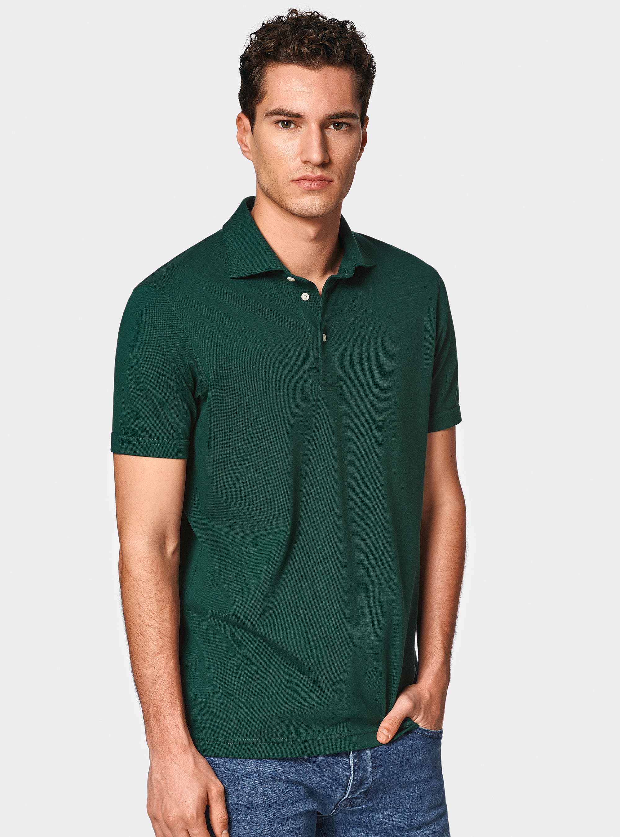 Polo de piqu&eacute; el&aacute;stico GT01, VERDE OLIVA