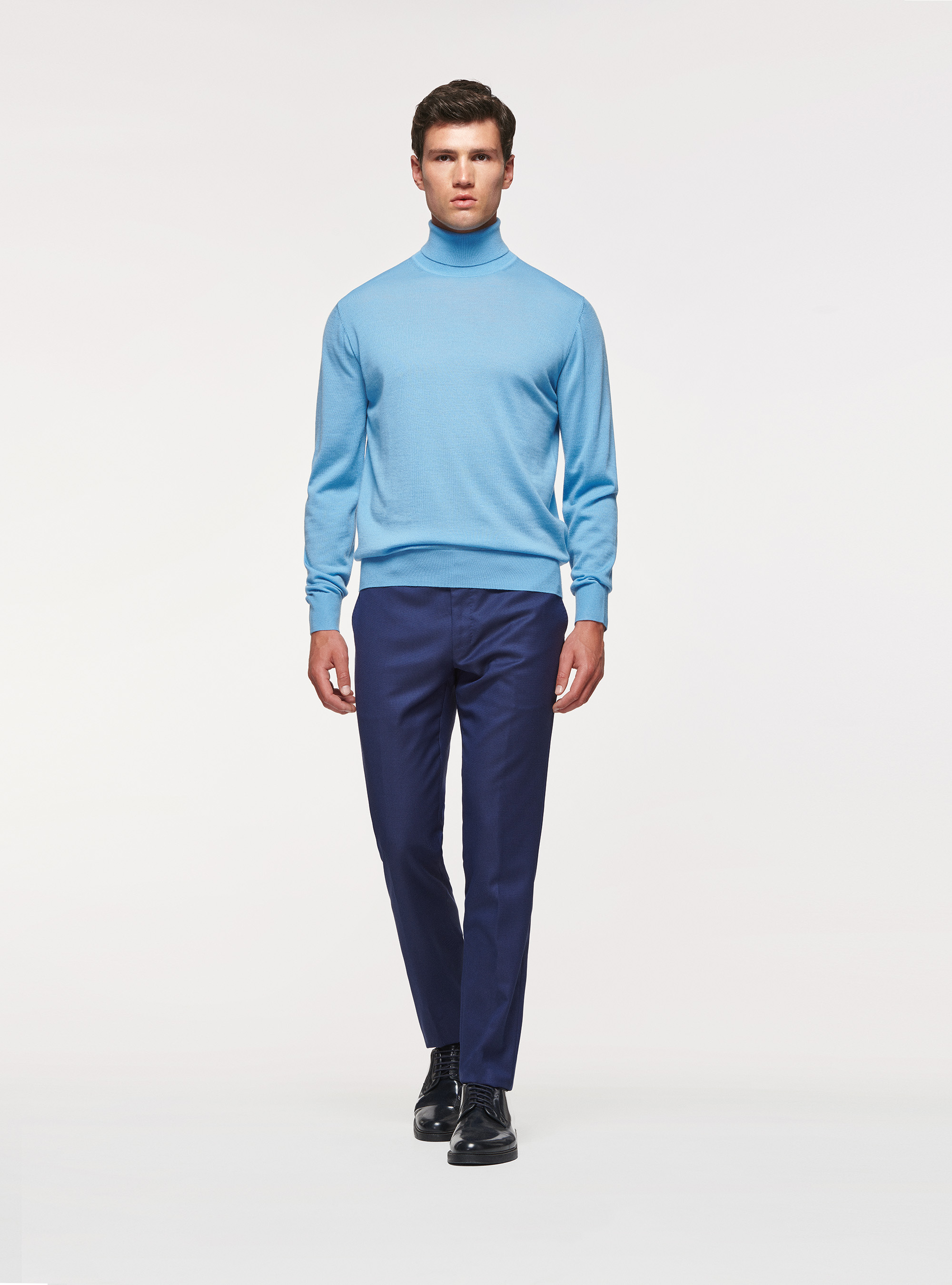 Dolcevita in pura lana merino, AZZURRO