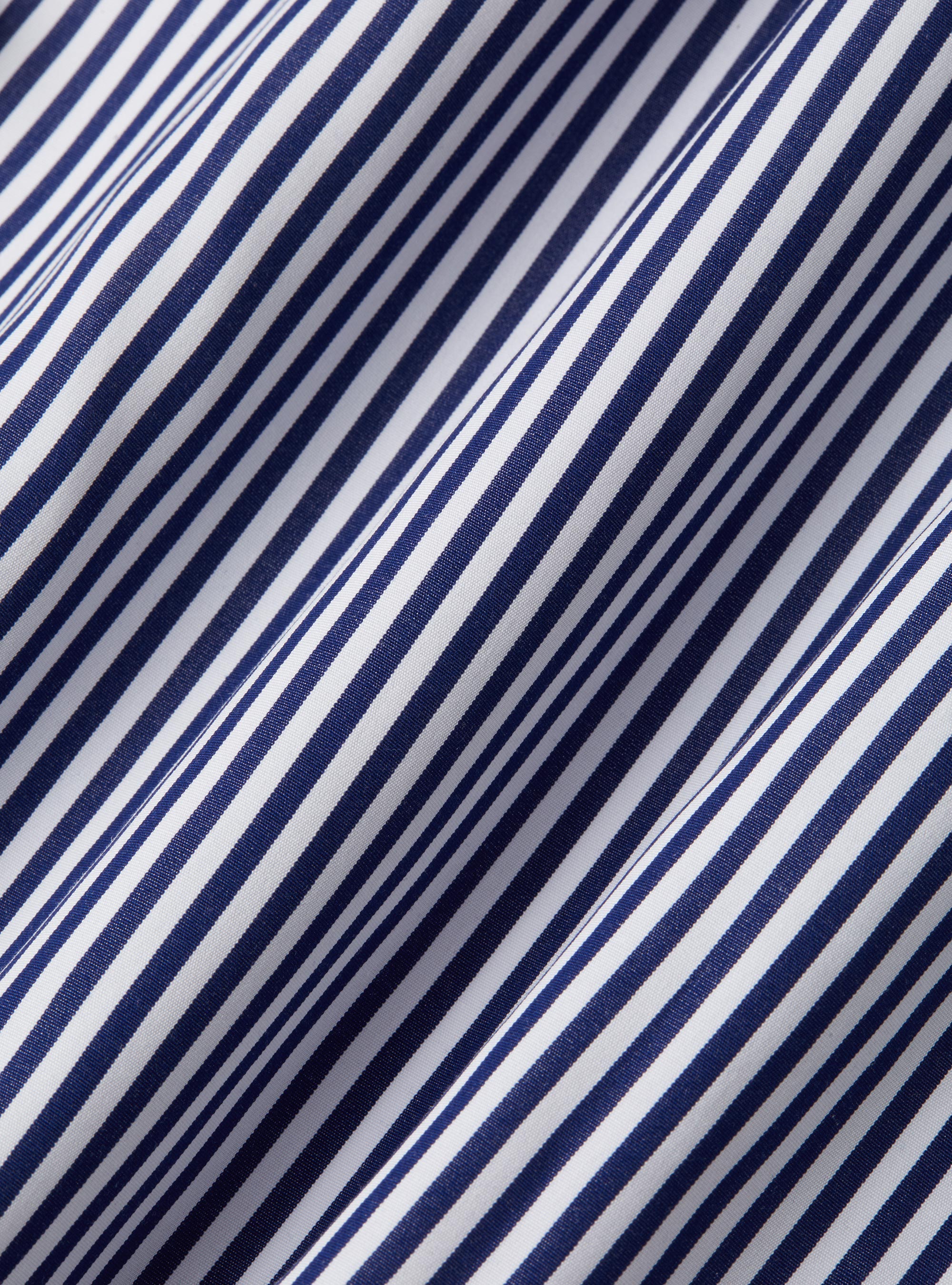 Camicia rigata cotone popeline collo semifrancese, AZUL MARINO